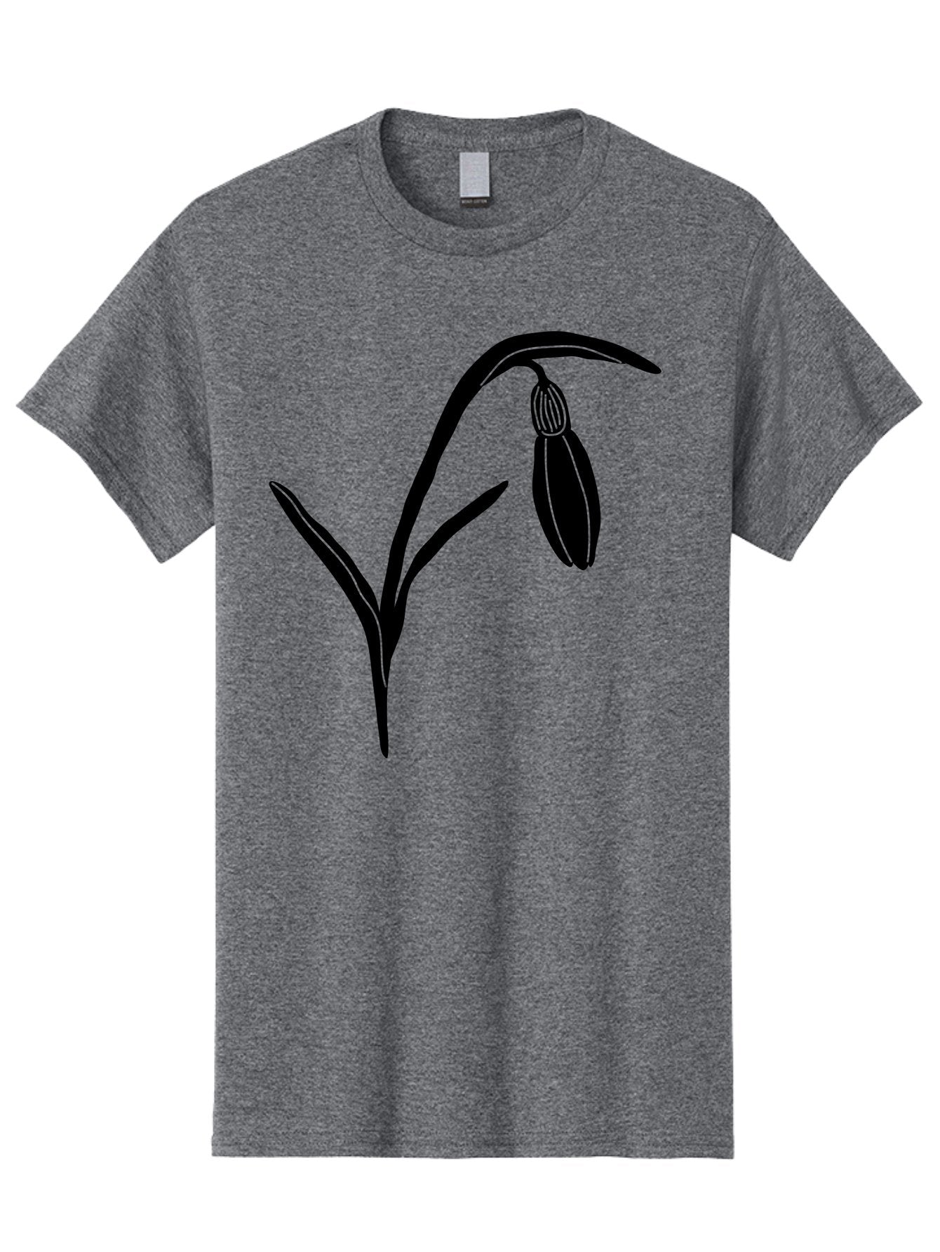 Snowdrop Men'S Graphic Tee, 100% Cotton, Comfortable Casual Summer Wear, Machine Washable, Snowdrop Flower, Minimalist Design, Simple Graphics, Black Silhouette, Floral Illustration, Spring Flowers, Botanical Art, Elegant Lines Aac238 6