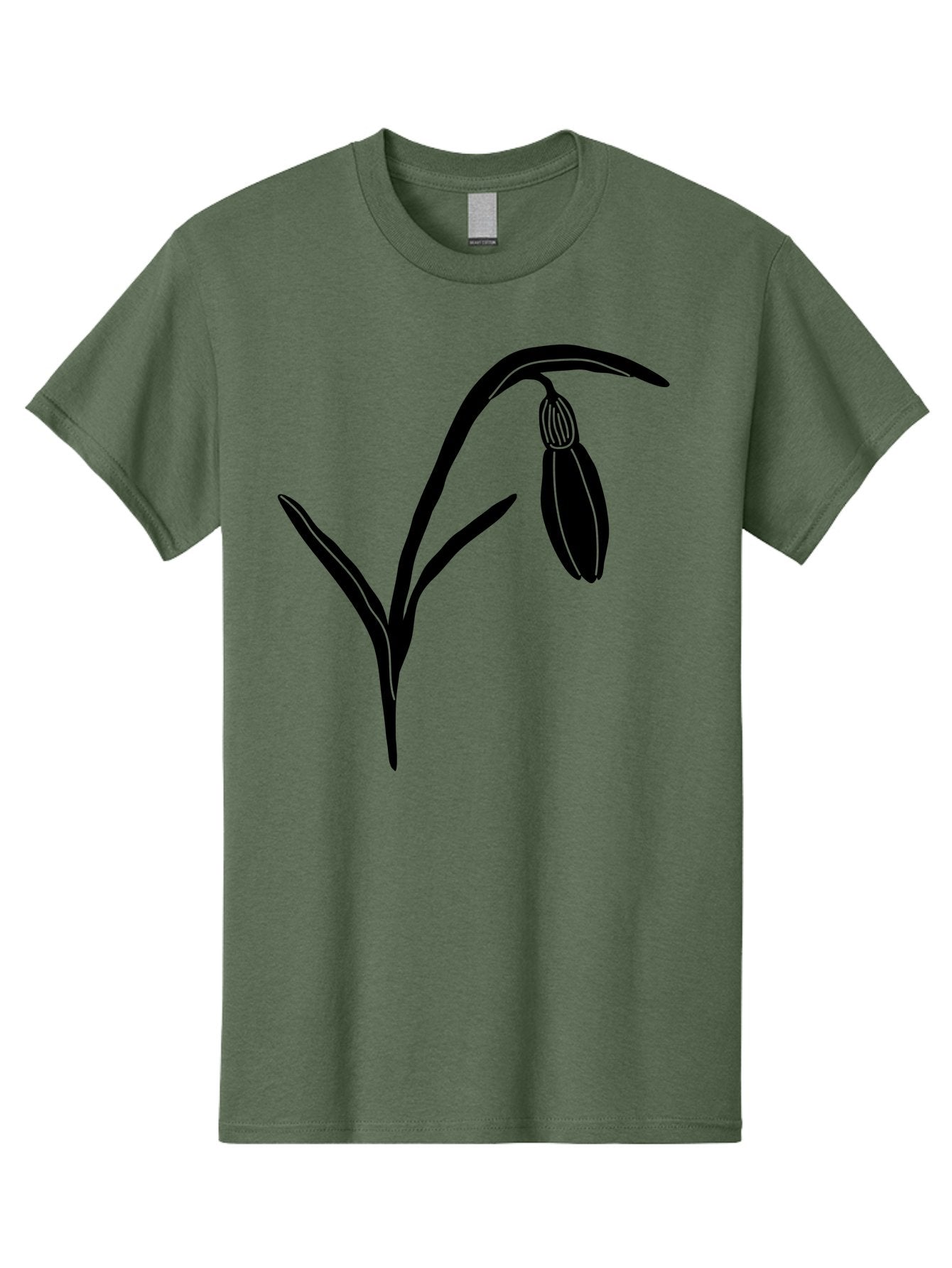 Snowdrop Men'S Graphic Tee, 100% Cotton, Comfortable Casual Summer Wear, Machine Washable, Snowdrop Flower, Minimalist Design, Simple Graphics, Black Silhouette, Floral Illustration, Spring Flowers, Botanical Art, Elegant Lines Aac238 12