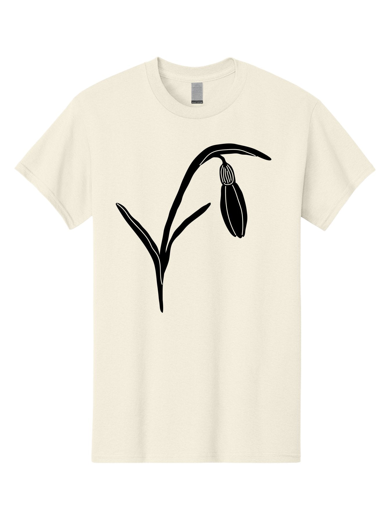 Snowdrop Men'S Graphic Tee, 100% Cotton, Comfortable Casual Summer Wear, Machine Washable, Snowdrop Flower, Minimalist Design, Simple Graphics, Black Silhouette, Floral Illustration, Spring Flowers, Botanical Art, Elegant Lines Aac238 14