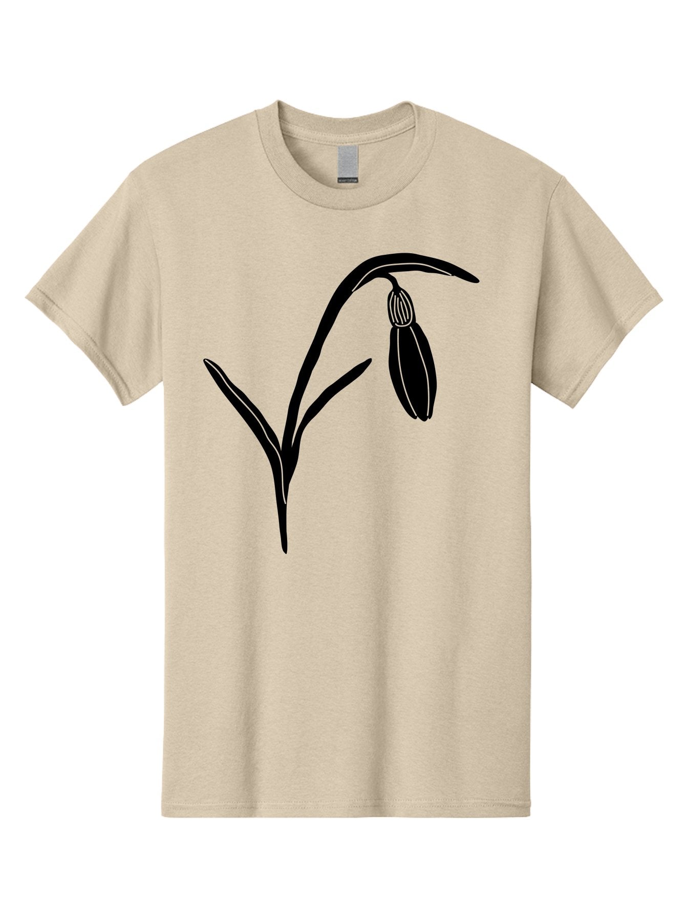 Snowdrop Men'S Graphic Tee, 100% Cotton, Comfortable Casual Summer Wear, Machine Washable, Snowdrop Flower, Minimalist Design, Simple Graphics, Black Silhouette, Floral Illustration, Spring Flowers, Botanical Art, Elegant Lines Aac238 9