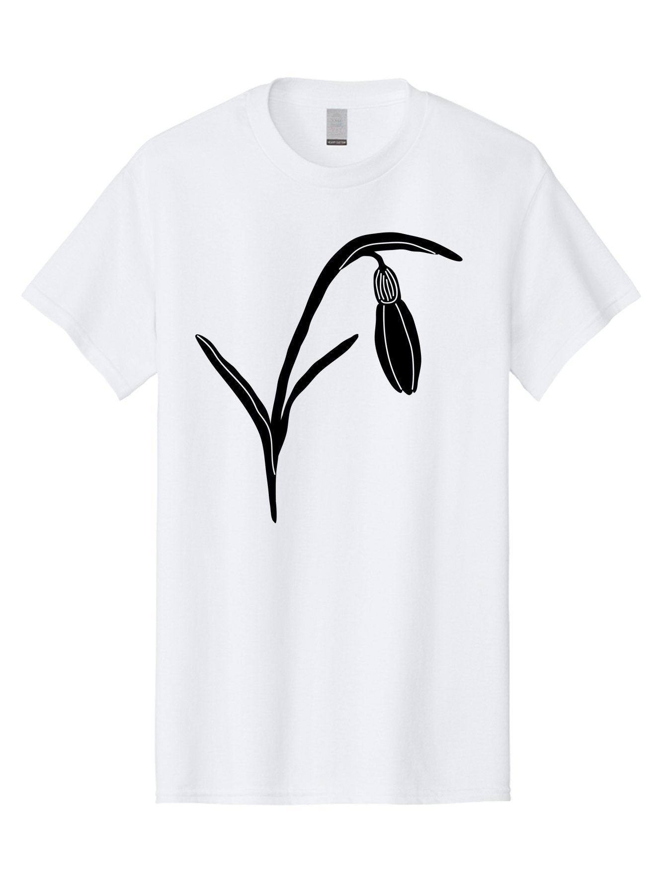 Snowdrop Men'S Graphic Tee, 100% Cotton, Comfortable Casual Summer Wear, Machine Washable, Snowdrop Flower, Minimalist Design, Simple Graphics, Black Silhouette, Floral Illustration, Spring Flowers, Botanical Art, Elegant Lines Aac238 4