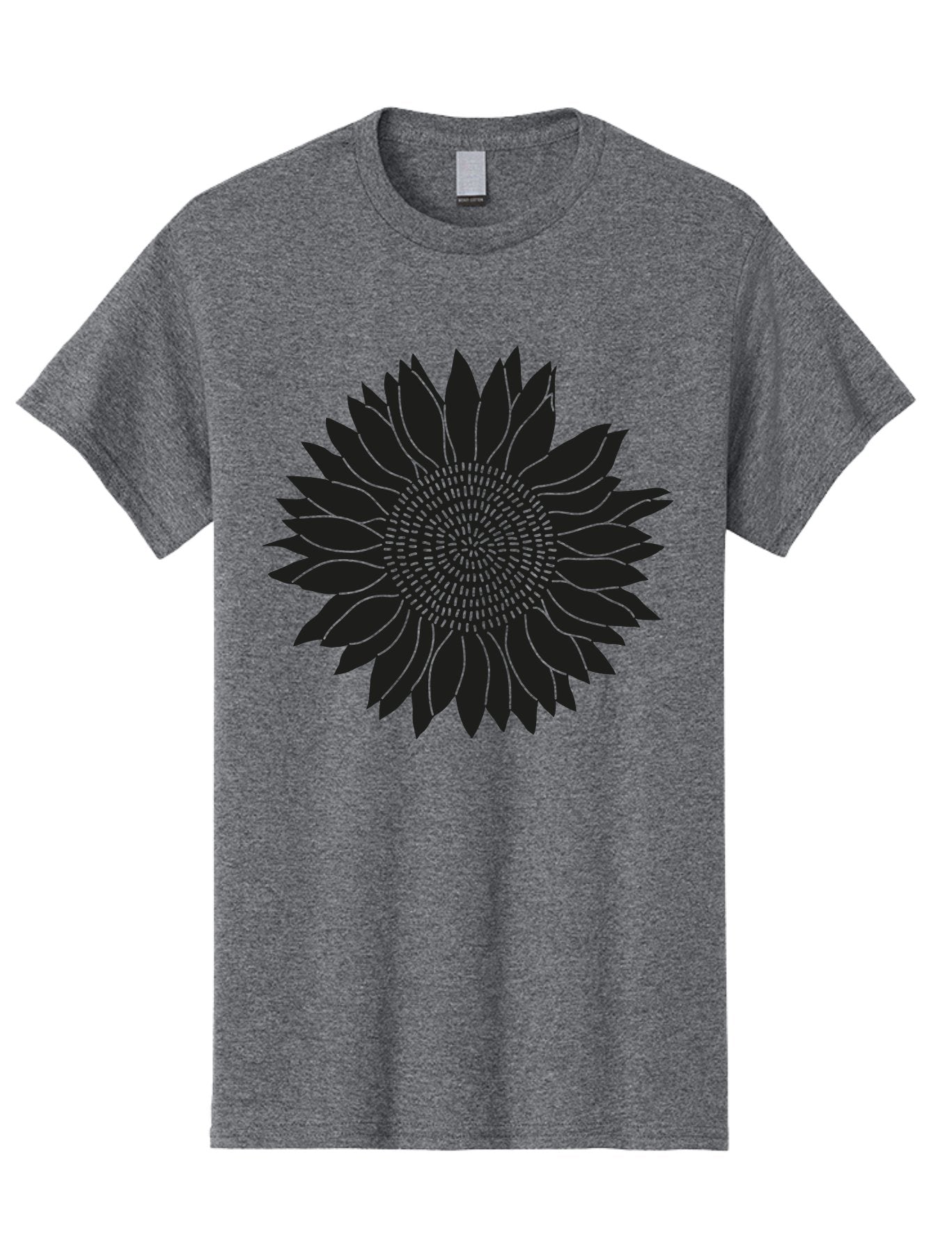 Sunflower-Silhouette Men'S Graphic Tee, 100% Cotton, Comfortable Casual Summer Wear, Machine Washable, Sunflower Graphic, Floral Design, Black And Green, Flower Silhouette, Neon Outline, Nature Inspired Art, Botanical Illustration Aac241 15