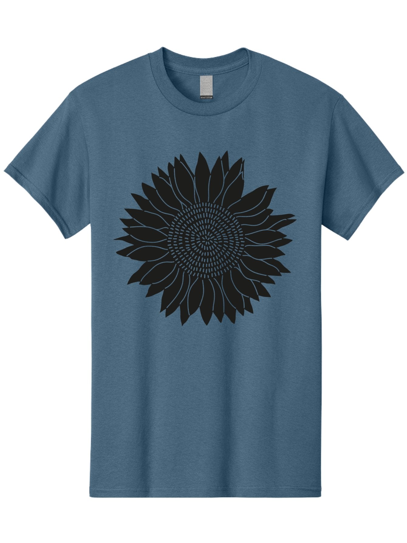Sunflower-Silhouette Men'S Graphic Tee, 100% Cotton, Comfortable Casual Summer Wear, Machine Washable, Sunflower Graphic, Floral Design, Black And Green, Flower Silhouette, Neon Outline, Nature Inspired Art, Botanical Illustration Aac241 5