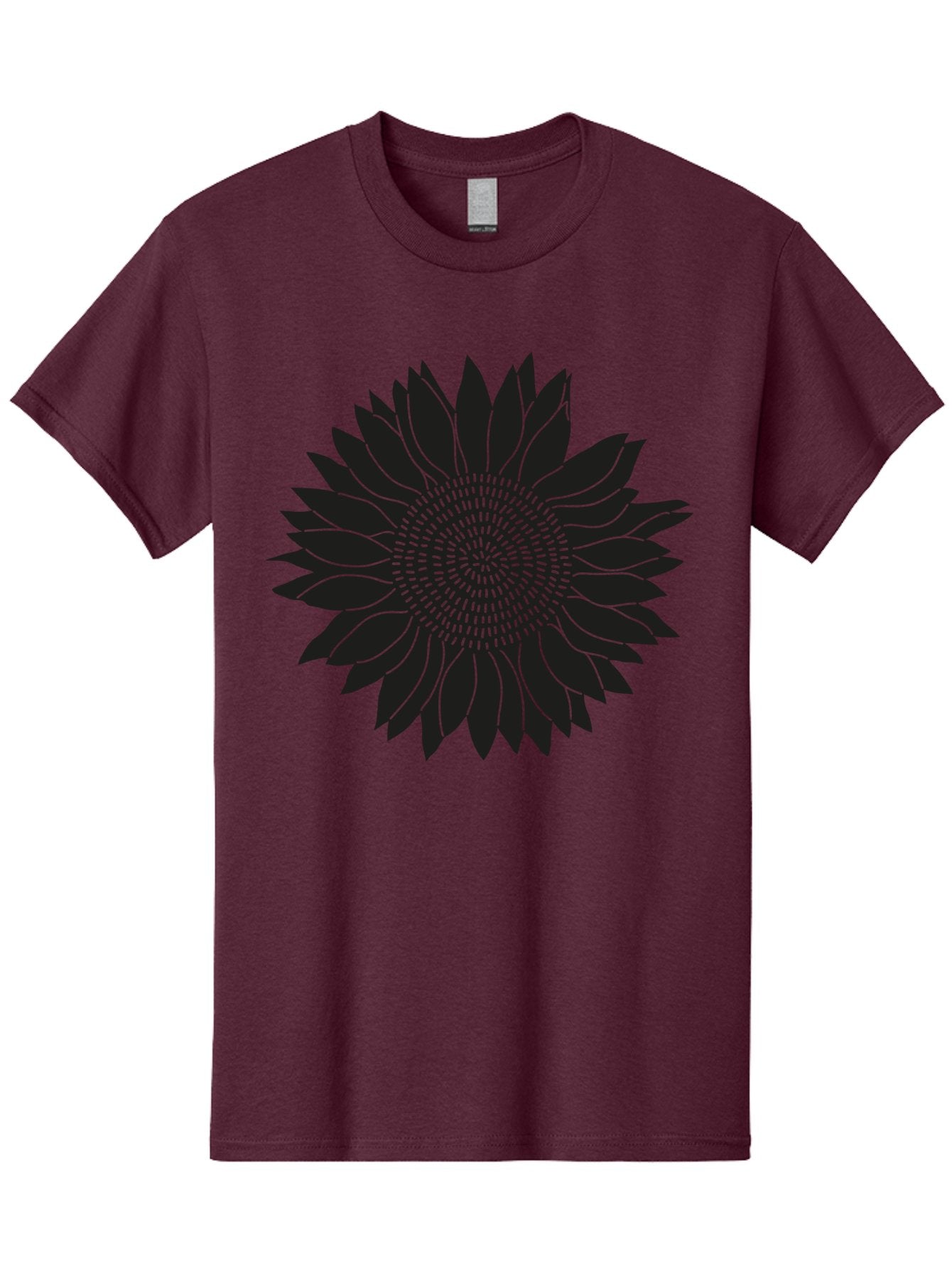 Sunflower-Silhouette Men'S Graphic Tee, 100% Cotton, Comfortable Casual Summer Wear, Machine Washable, Sunflower Graphic, Floral Design, Black And Green, Flower Silhouette, Neon Outline, Nature Inspired Art, Botanical Illustration Aac241 6