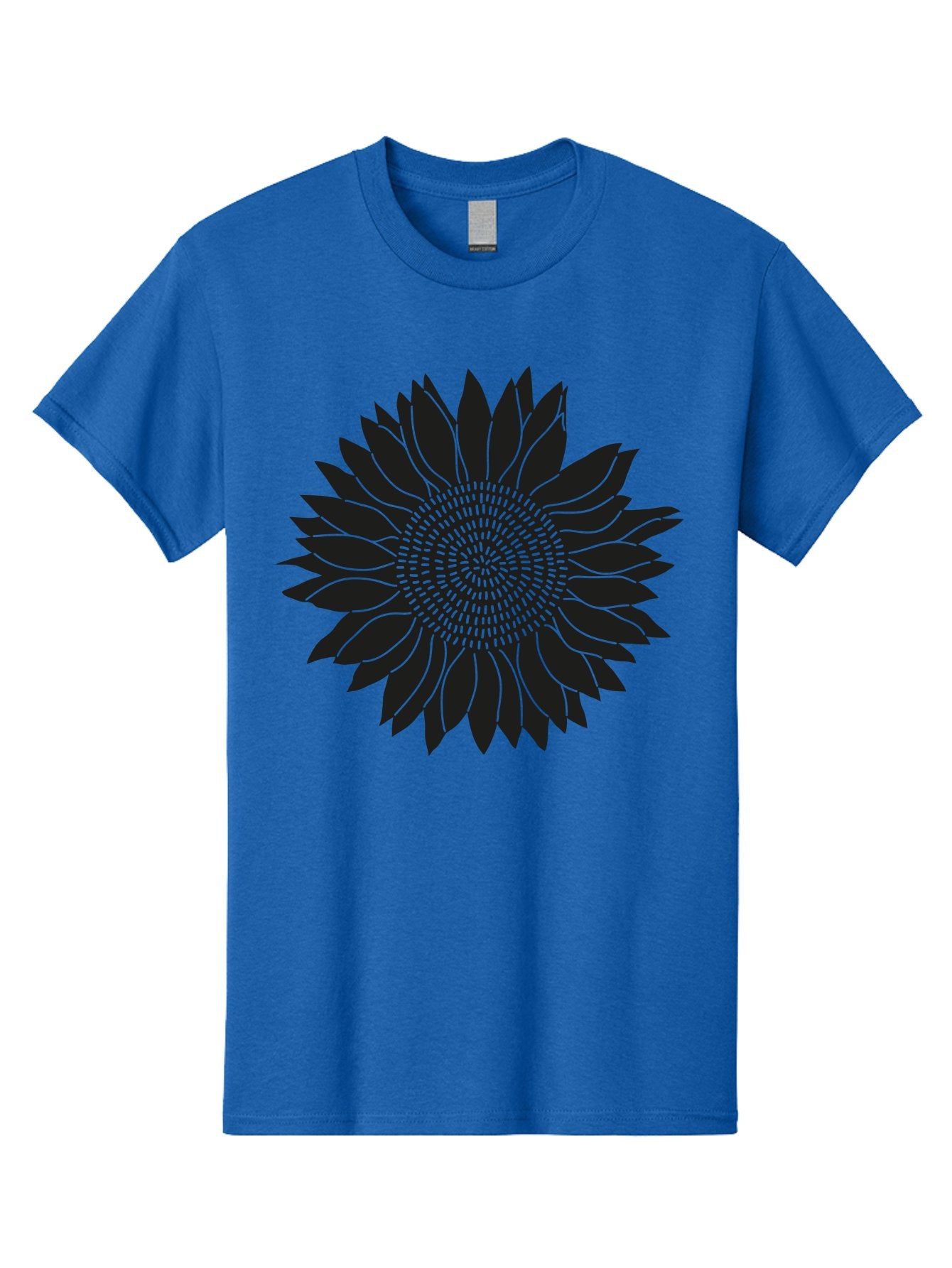 Sunflower-Silhouette Men'S Graphic Tee, 100% Cotton, Comfortable Casual Summer Wear, Machine Washable, Sunflower Graphic, Floral Design, Black And Green, Flower Silhouette, Neon Outline, Nature Inspired Art, Botanical Illustration Aac241 7