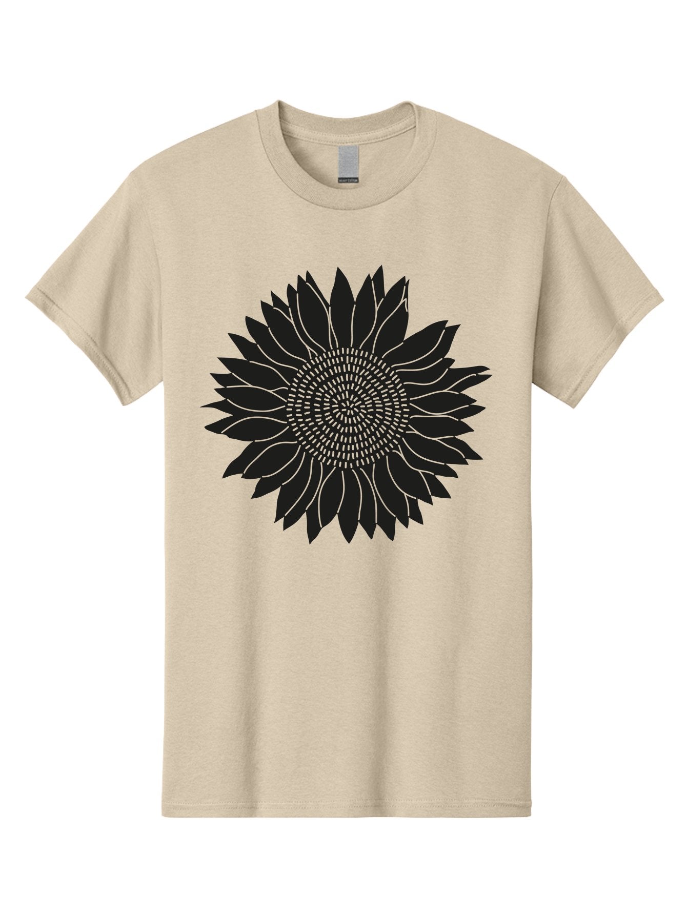 Sunflower-Silhouette Men'S Graphic Tee, 100% Cotton, Comfortable Casual Summer Wear, Machine Washable, Sunflower Graphic, Floral Design, Black And Green, Flower Silhouette, Neon Outline, Nature Inspired Art, Botanical Illustration Aac241 3