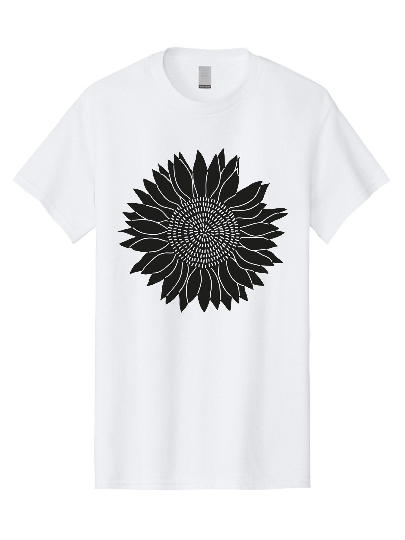 Sunflower-Silhouette Men'S Graphic Tee, 100% Cotton, Comfortable Casual Summer Wear, Machine Washable, Sunflower Graphic, Floral Design, Black And Green, Flower Silhouette, Neon Outline, Nature Inspired Art, Botanical Illustration Aac241