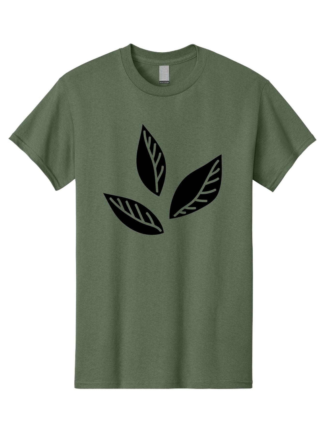 Three-Leaves Men'S Graphic Tee, 100% Cotton, Comfortable Casual Summer Wear, Machine Washable, Three Leaves, Leafy Greens, Cannabis Leaves, Marijuana Leaves, Leaf Design, Minimalist Art, Green And Black, Simple Graphics, Abstract Leaves Aac242 4