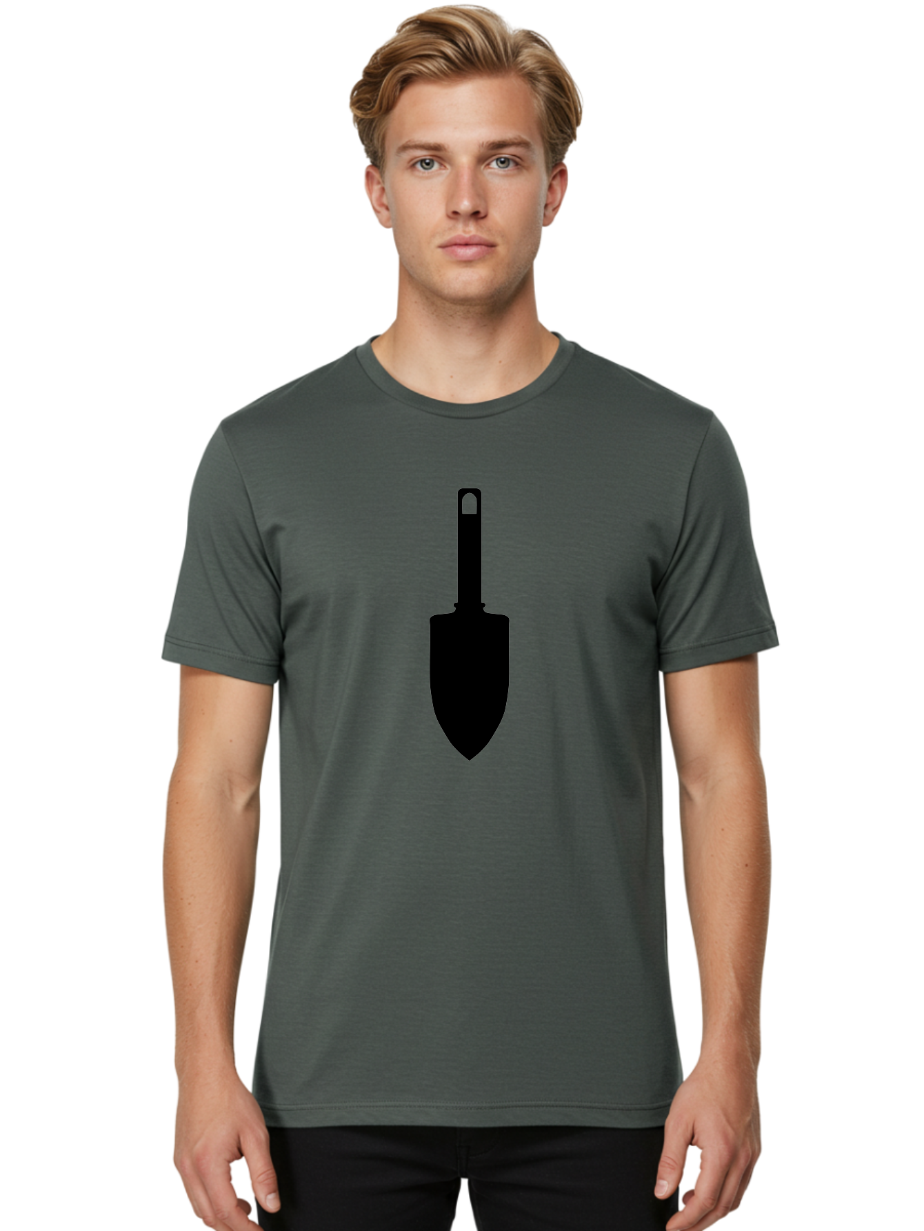 Trowel Men'S Graphic Tee, 100% Cotton, Comfortable Casual Summer Wear, Machine Washable, Gardening Tool, Trowel Silhouette, Digging Equipment, Garden Shovel, Landscaping Icon, Black Silhouette Aac243 16