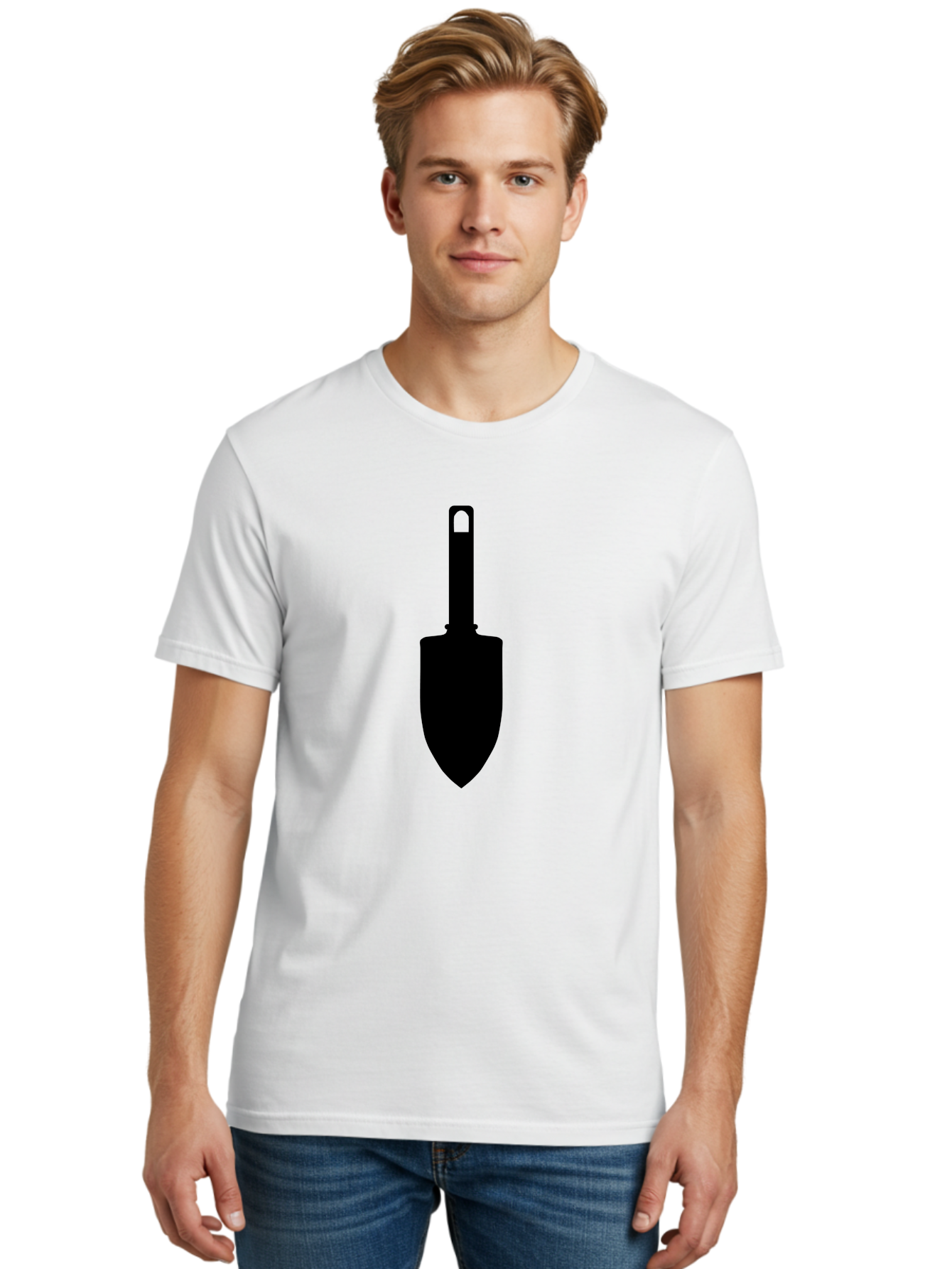 Trowel Men'S Graphic Tee, 100% Cotton, Comfortable Casual Summer Wear, Machine Washable, Gardening Tool, Trowel Silhouette, Digging Equipment, Garden Shovel, Landscaping Icon, Black Silhouette Aac243 28