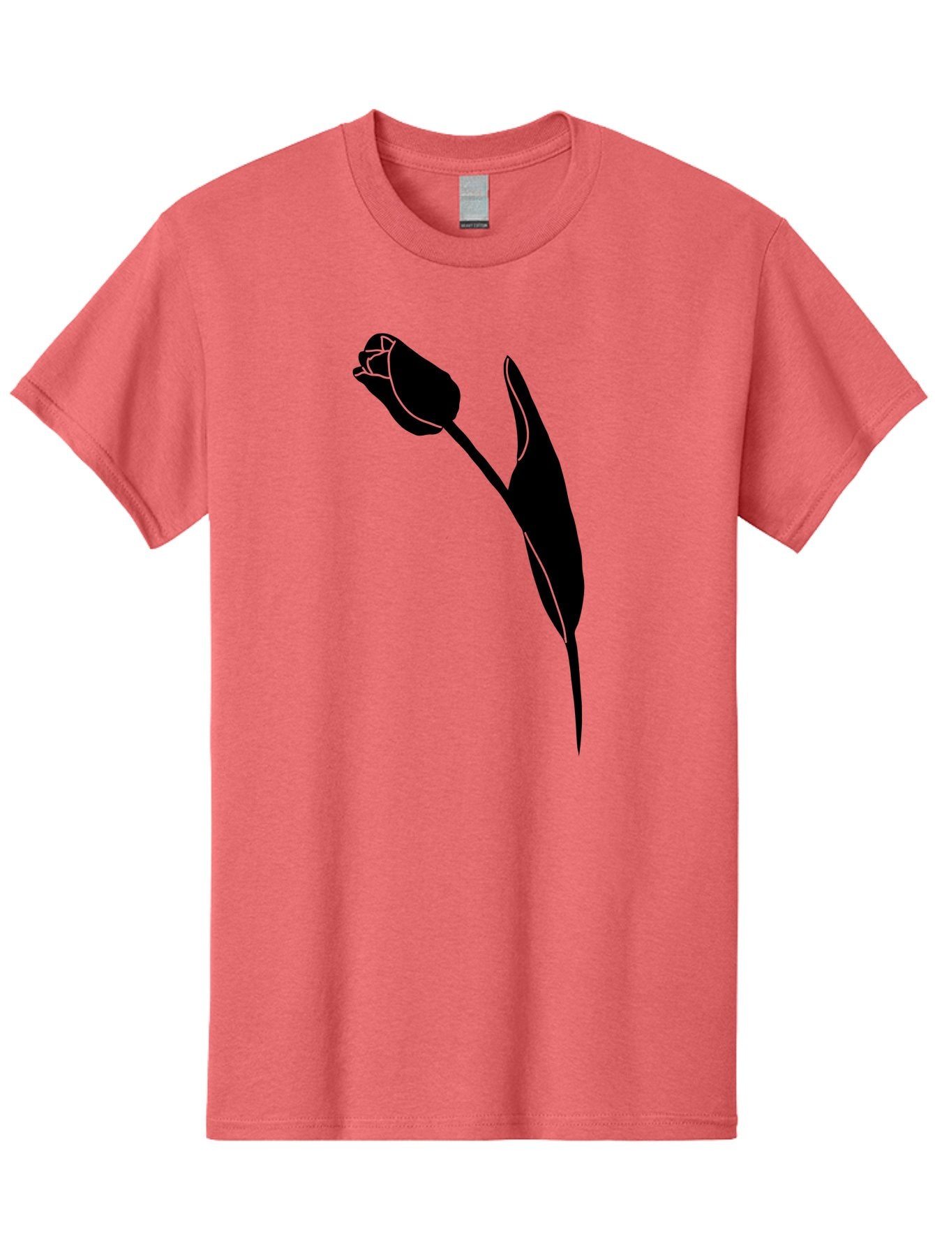 Tulip-Silhouette-1 Men'S Graphic Tee, 100% Cotton, Comfortable Casual Summer Wear, Machine Washable, Tulip Silhouette, Flower Graphic, Minimalist Design, Simple Shapes, Elegant Illustration, Floral Motif, Budding Flower Aac244 10