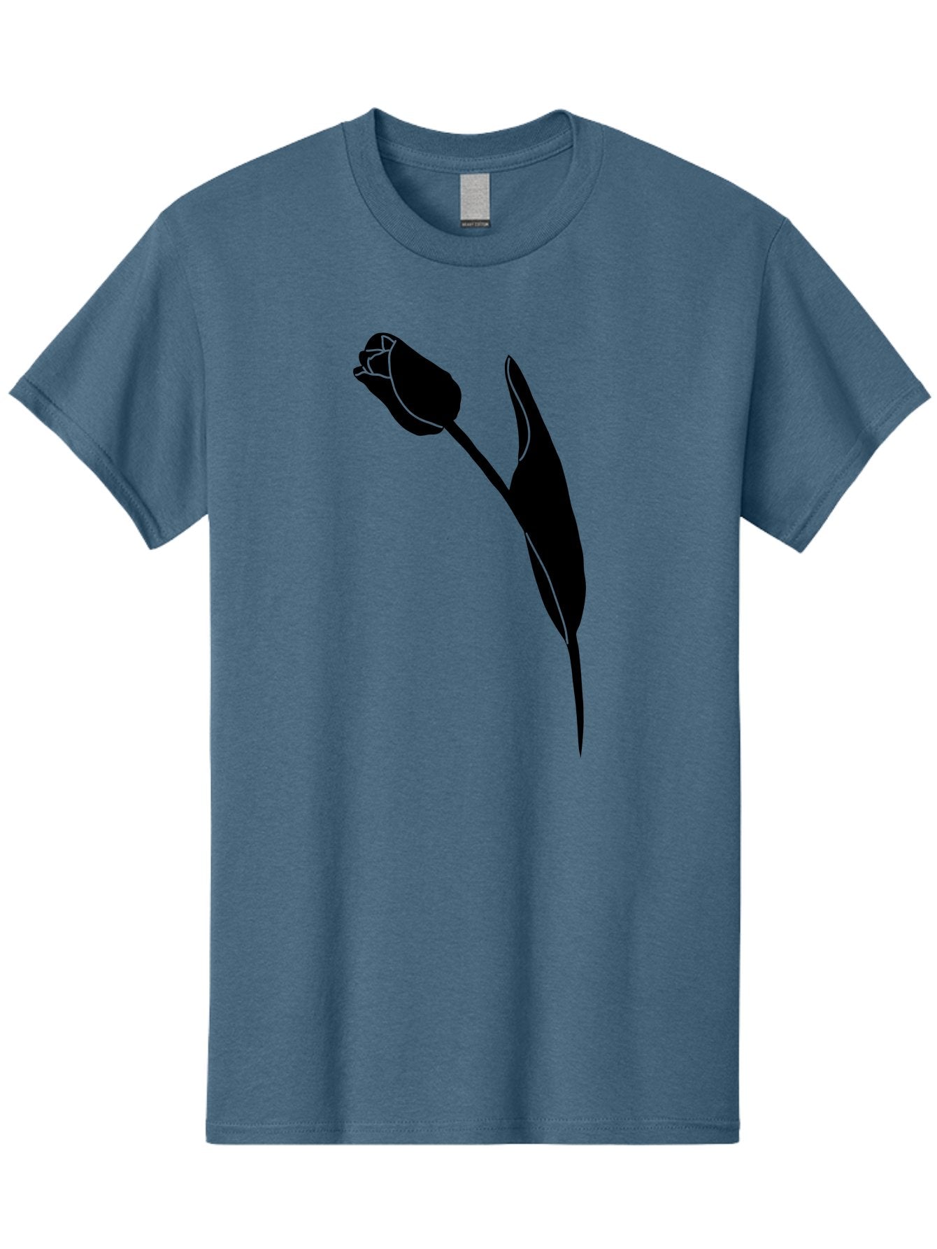 Tulip-Silhouette-1 Men'S Graphic Tee, 100% Cotton, Comfortable Casual Summer Wear, Machine Washable, Tulip Silhouette, Flower Graphic, Minimalist Design, Simple Shapes, Elegant Illustration, Floral Motif, Budding Flower Aac244 11