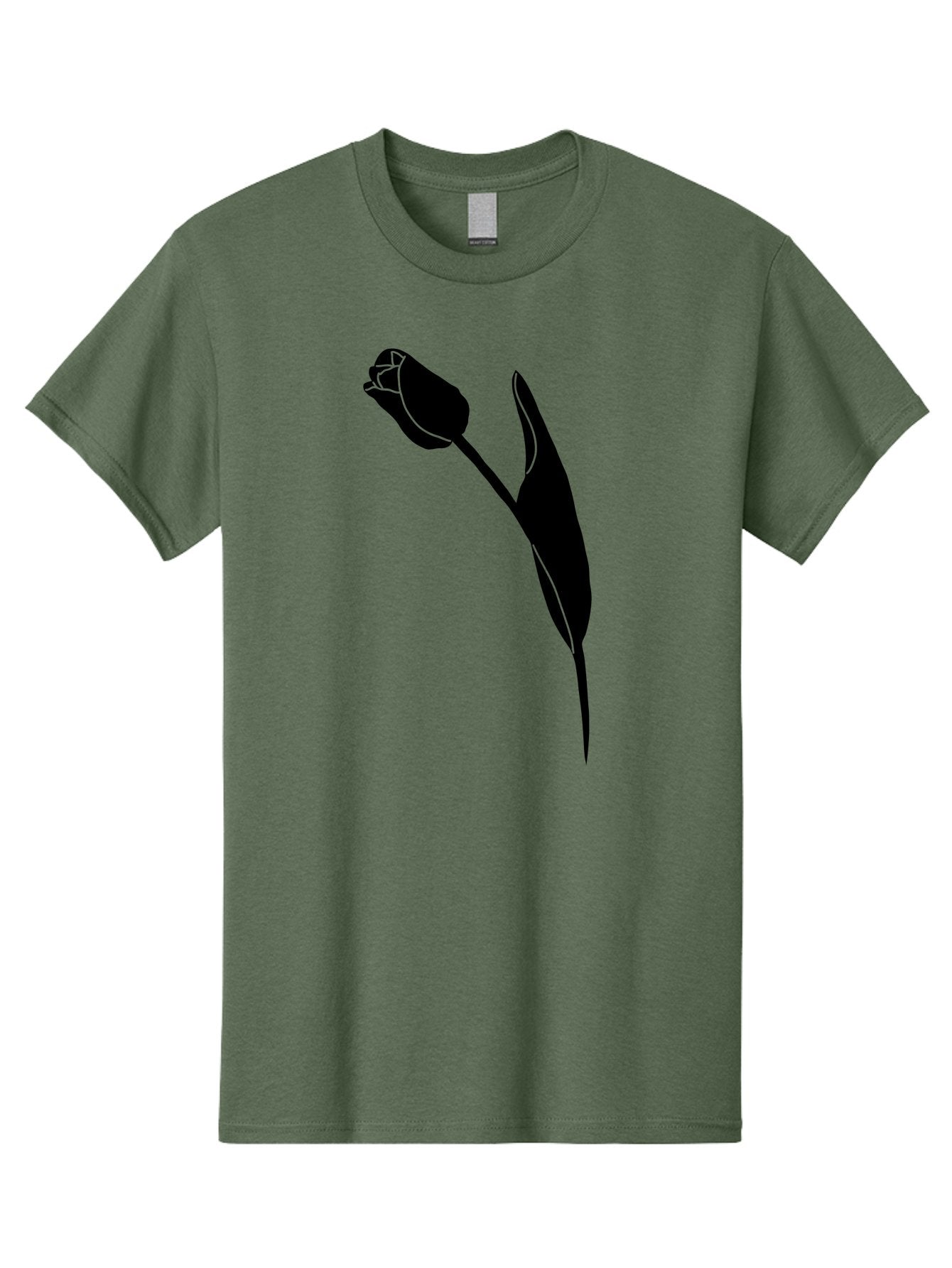 Tulip-Silhouette-1 Men'S Graphic Tee, 100% Cotton, Comfortable Casual Summer Wear, Machine Washable, Tulip Silhouette, Flower Graphic, Minimalist Design, Simple Shapes, Elegant Illustration, Floral Motif, Budding Flower Aac244 13