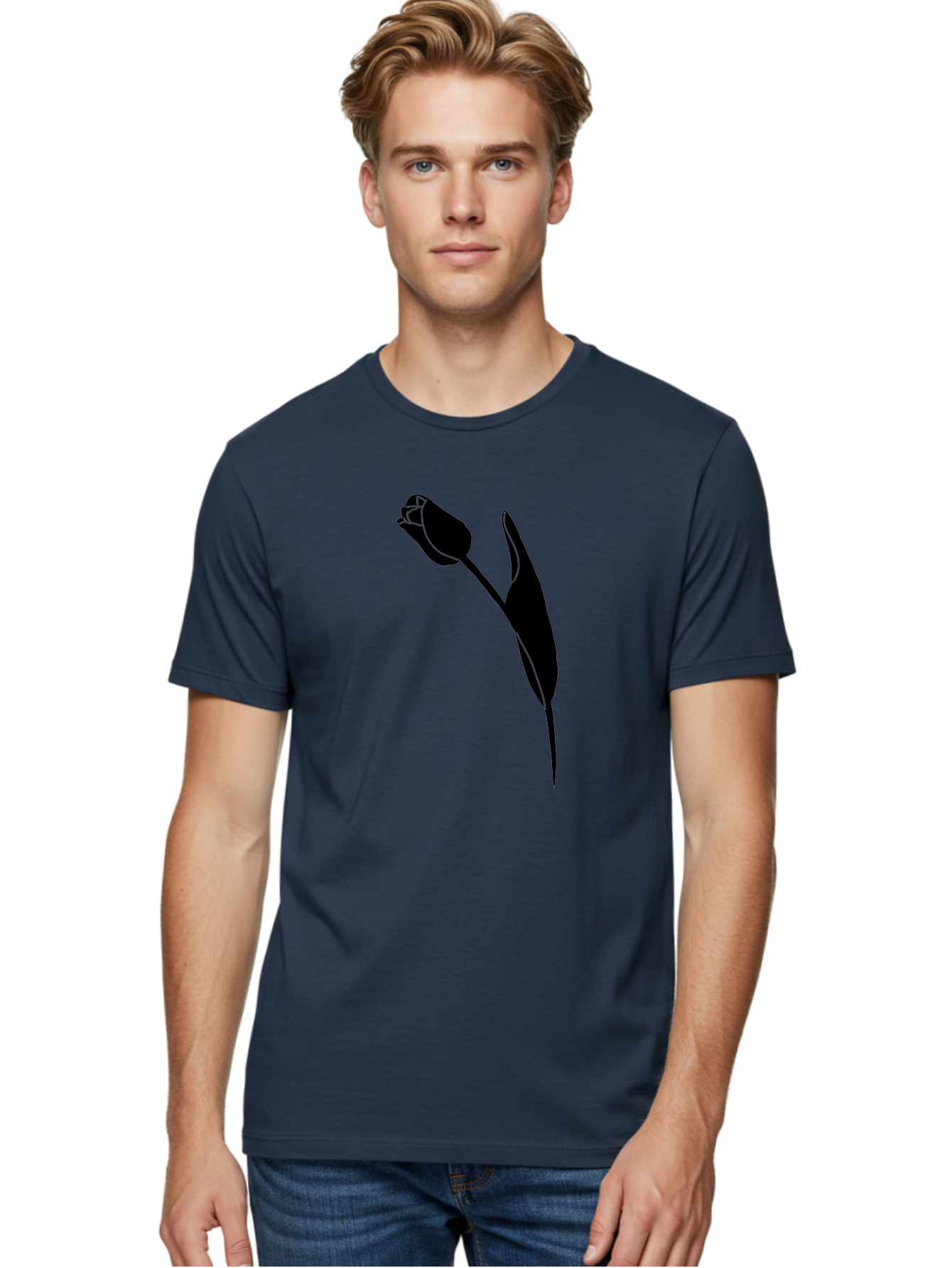Tulip-Silhouette-1 Men'S Graphic Tee, 100% Cotton, Comfortable Casual Summer Wear, Machine Washable, Tulip Silhouette, Flower Graphic, Minimalist Design, Simple Shapes, Elegant Illustration, Floral Motif, Budding Flower Aac244 24