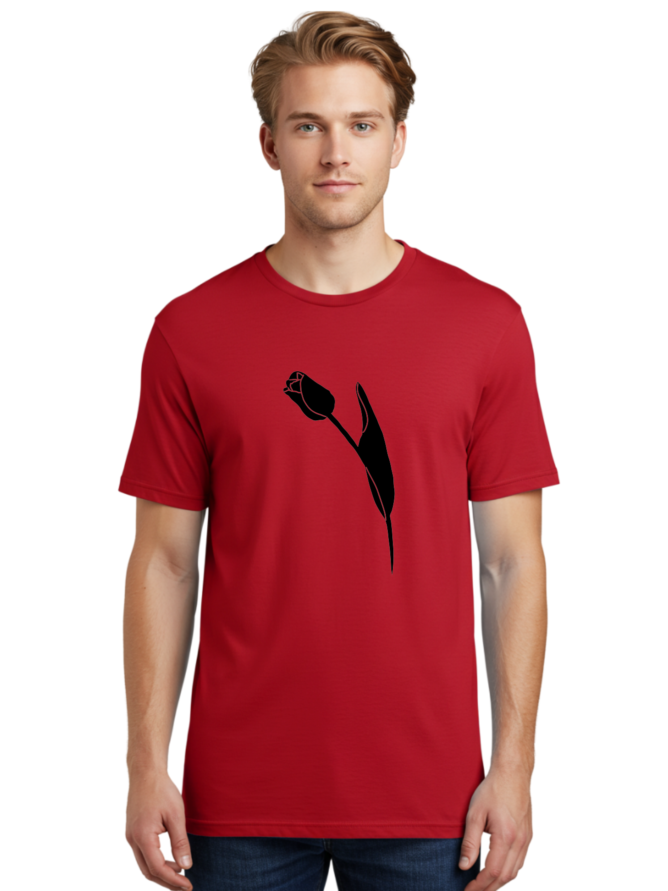 Tulip-Silhouette-1 Men'S Graphic Tee, 100% Cotton, Comfortable Casual Summer Wear, Machine Washable, Tulip Silhouette, Flower Graphic, Minimalist Design, Simple Shapes, Elegant Illustration, Floral Motif, Budding Flower Aac244 18