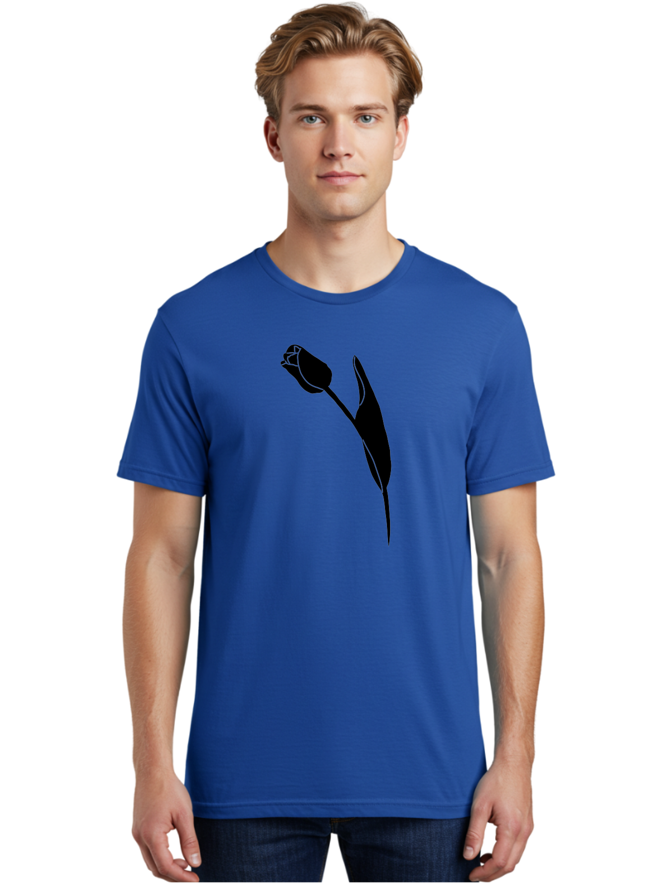 Tulip-Silhouette-1 Men'S Graphic Tee, 100% Cotton, Comfortable Casual Summer Wear, Machine Washable, Tulip Silhouette, Flower Graphic, Minimalist Design, Simple Shapes, Elegant Illustration, Floral Motif, Budding Flower Aac244 22