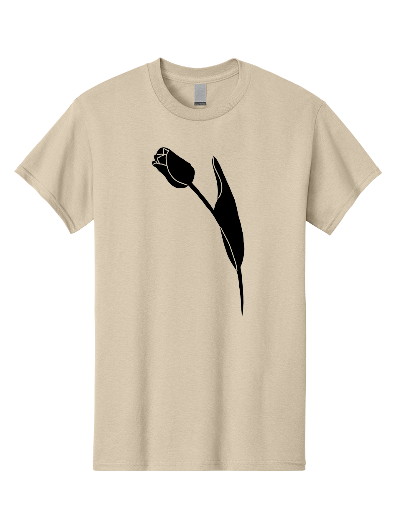 Tulip-Silhouette-1 Men'S Graphic Tee, 100% Cotton, Comfortable Casual Summer Wear, Machine Washable, Tulip Silhouette, Flower Graphic, Minimalist Design, Simple Shapes, Elegant Illustration, Floral Motif, Budding Flower Aac244 25