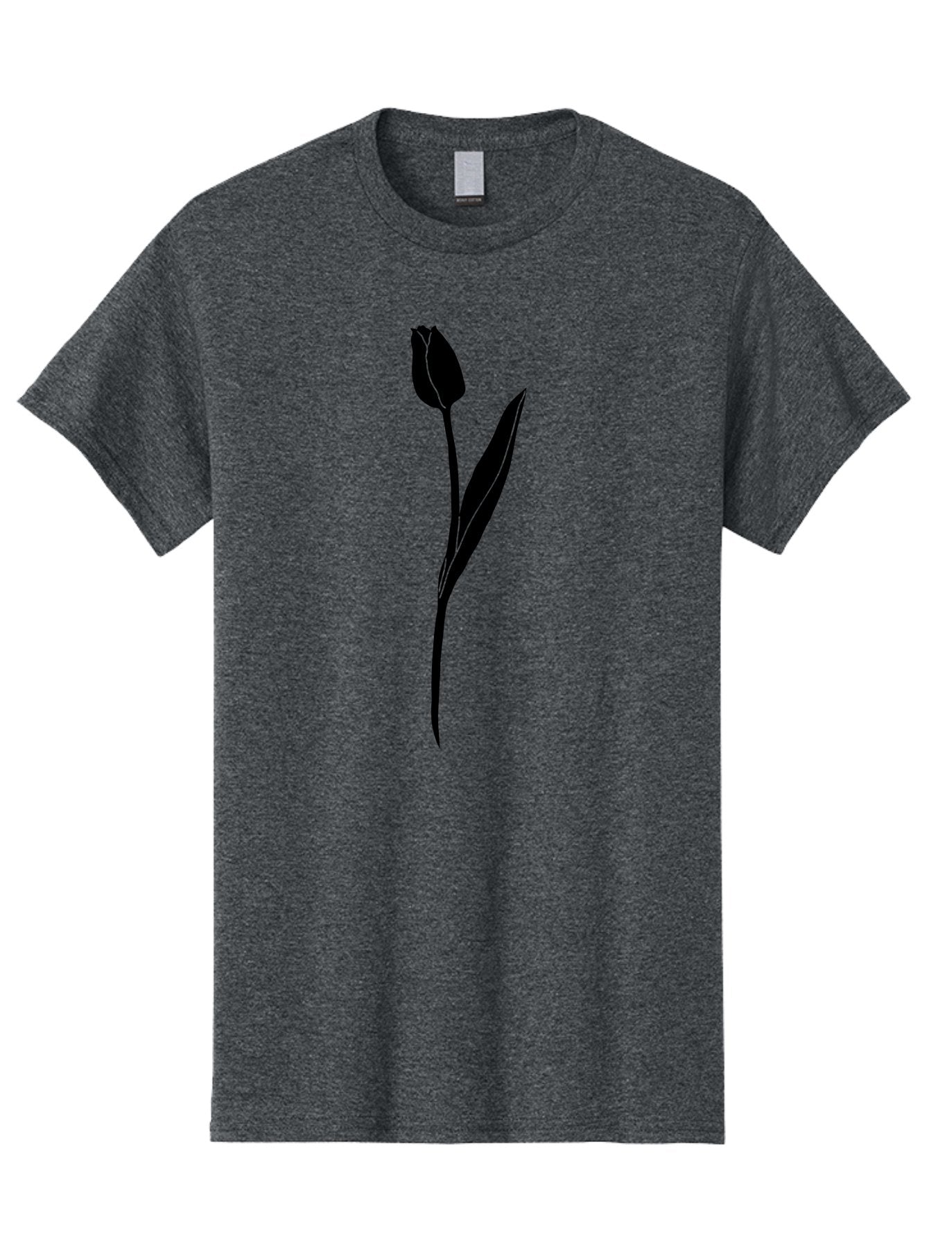 Tulip-Silhouette Men'S Graphic Tee, 100% Cotton, Comfortable Casual Summer Wear, Machine Washable, Tulip Silhouette, Dark Tulip, Minimalist Design, Simple Flower, Closed Bloom, Elegant Stem, Floral Graphic, Modern Art Aac245 15
