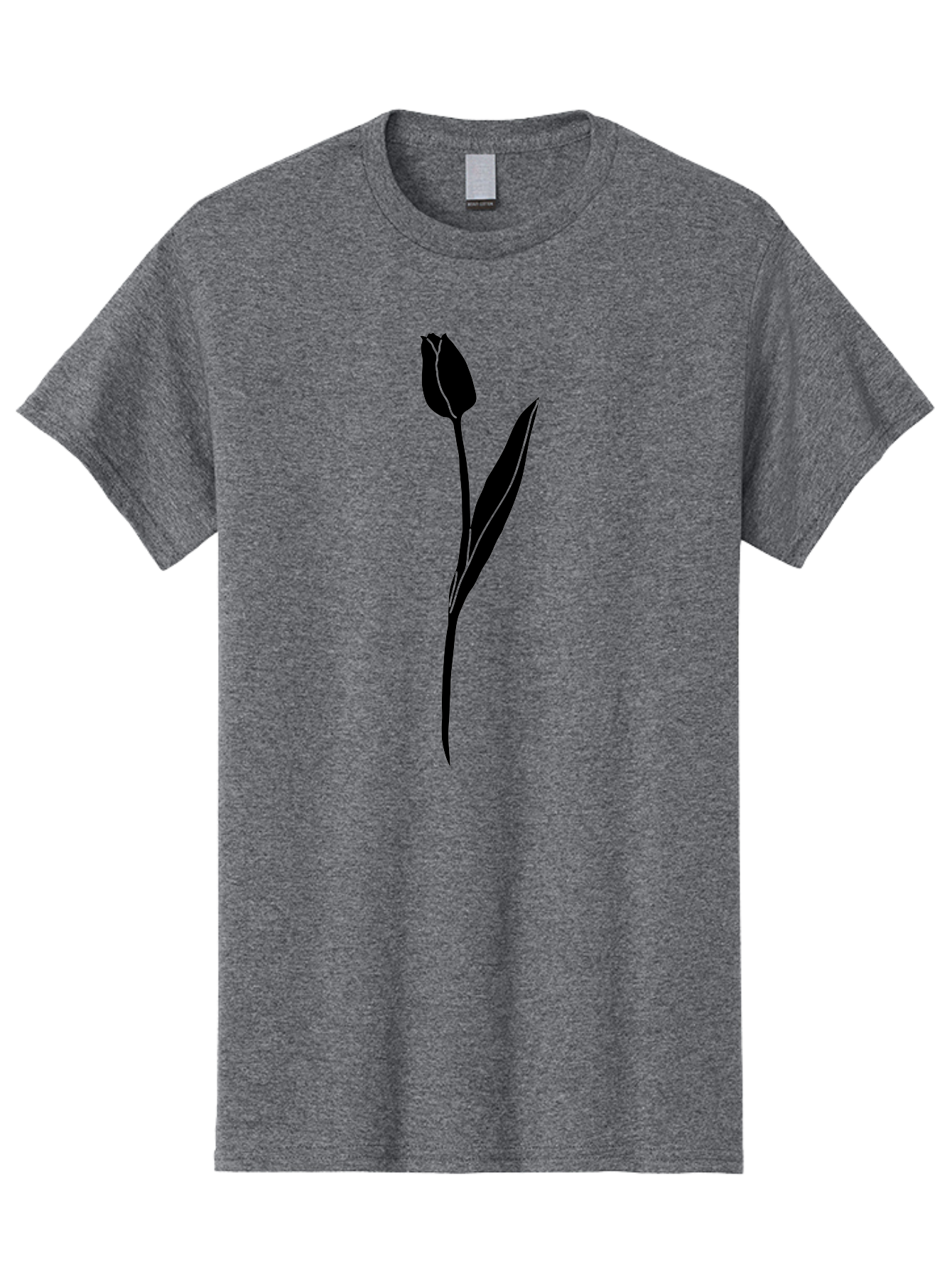 Tulip-Silhouette Men'S Graphic Tee, 100% Cotton, Comfortable Casual Summer Wear, Machine Washable, Tulip Silhouette, Dark Tulip, Minimalist Design, Simple Flower, Closed Bloom, Elegant Stem, Floral Graphic, Modern Art Aac245 3