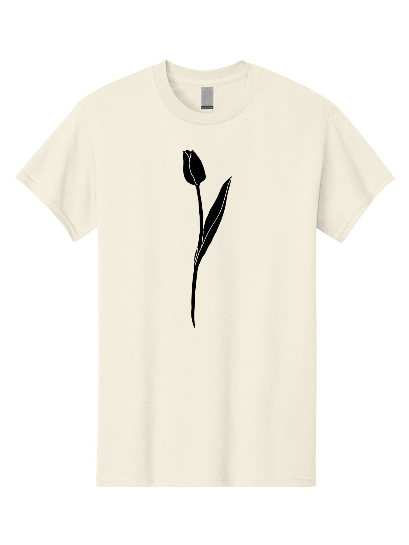 Tulip-Silhouette Men'S Graphic Tee, 100% Cotton, Comfortable Casual Summer Wear, Machine Washable, Tulip Silhouette, Dark Tulip, Minimalist Design, Simple Flower, Closed Bloom, Elegant Stem, Floral Graphic, Modern Art Aac245 10