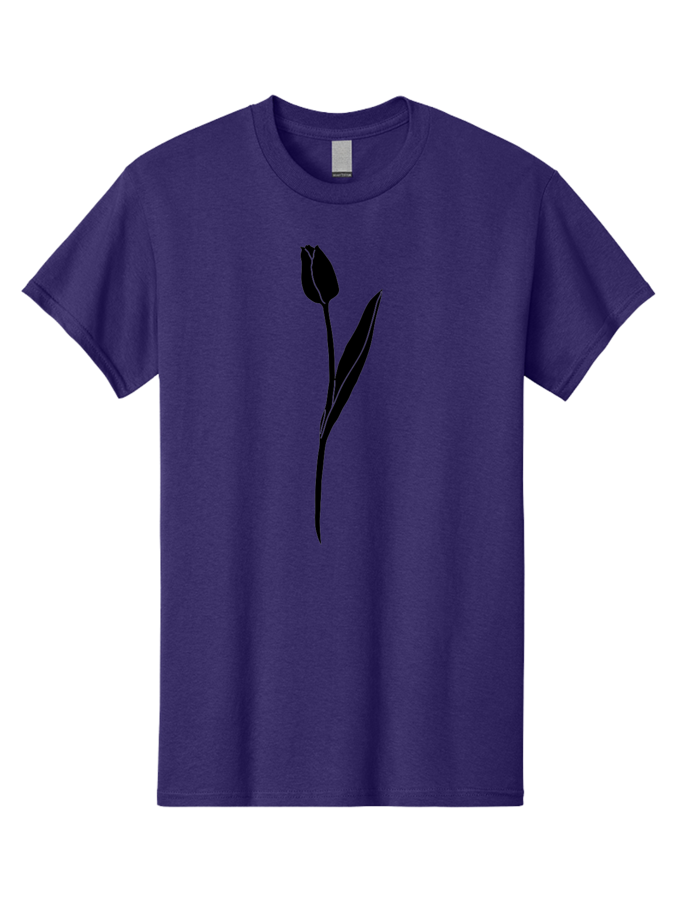 Tulip-Silhouette Men'S Graphic Tee, 100% Cotton, Comfortable Casual Summer Wear, Machine Washable, Tulip Silhouette, Dark Tulip, Minimalist Design, Simple Flower, Closed Bloom, Elegant Stem, Floral Graphic, Modern Art Aac245 15