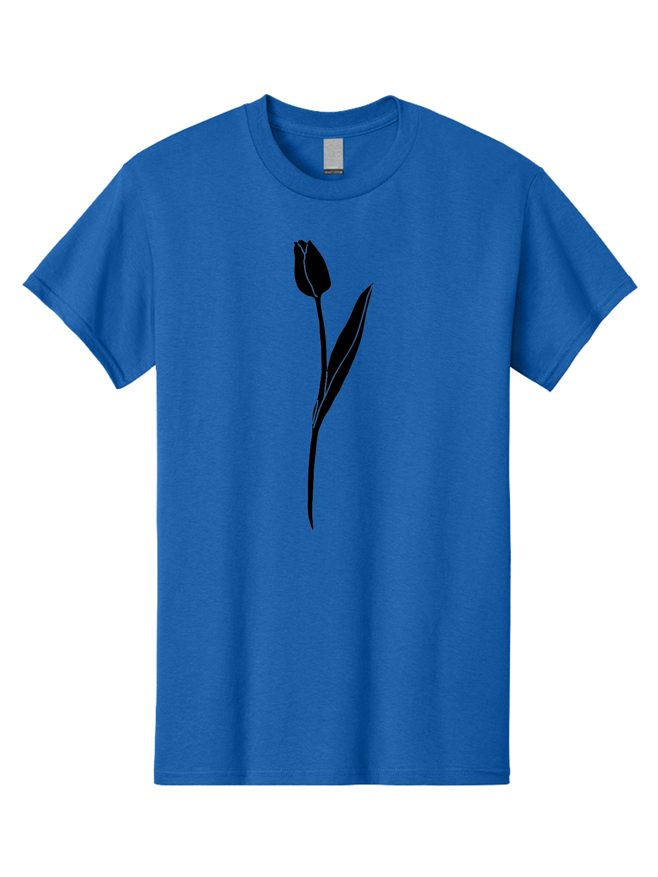 Tulip-Silhouette Men'S Graphic Tee, 100% Cotton, Comfortable Casual Summer Wear, Machine Washable, Tulip Silhouette, Dark Tulip, Minimalist Design, Simple Flower, Closed Bloom, Elegant Stem, Floral Graphic, Modern Art Aac245 5