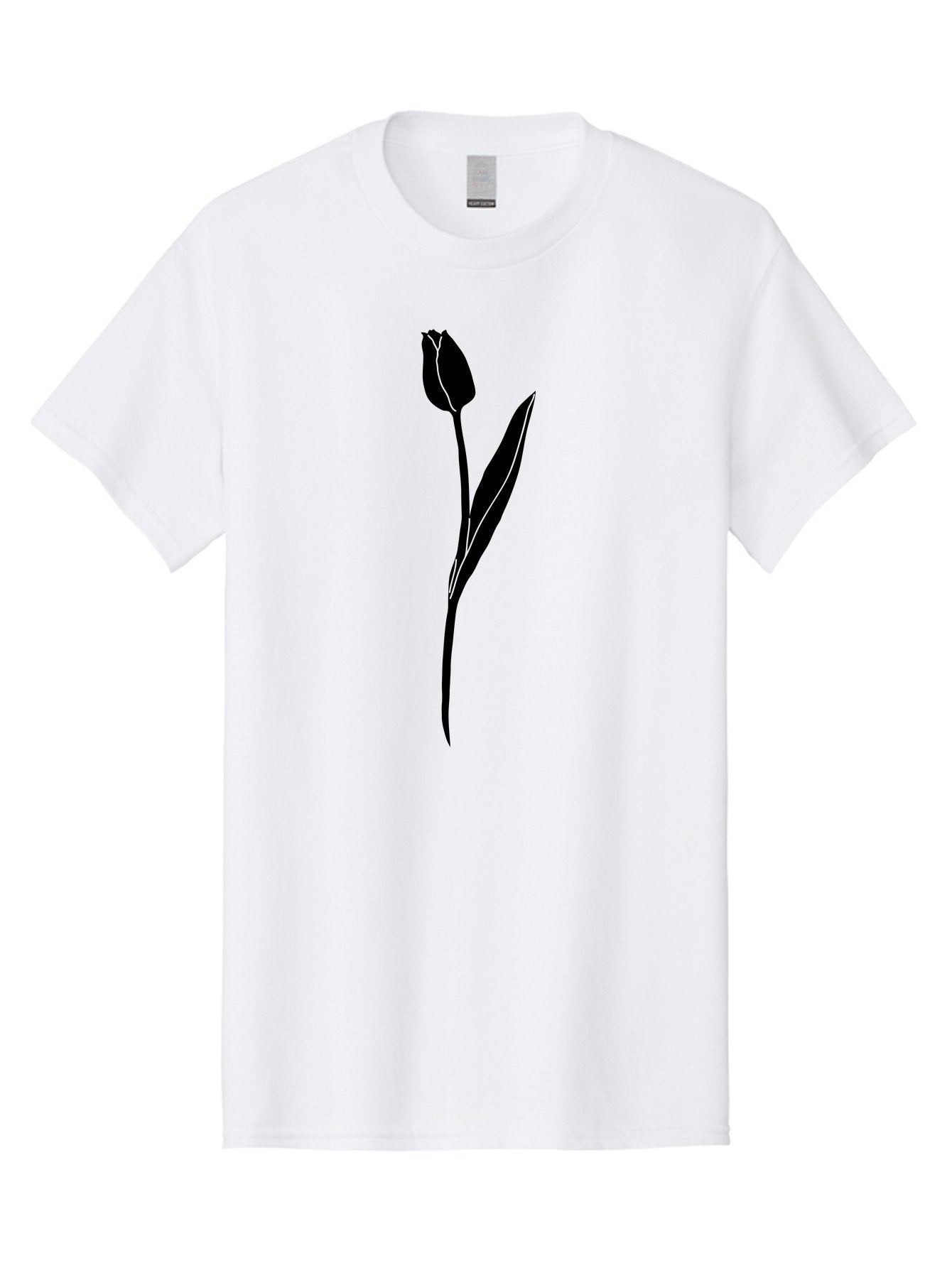 Tulip-Silhouette Men'S Graphic Tee, 100% Cotton, Comfortable Casual Summer Wear, Machine Washable, Tulip Silhouette, Dark Tulip, Minimalist Design, Simple Flower, Closed Bloom, Elegant Stem, Floral Graphic, Modern Art Aac245 3