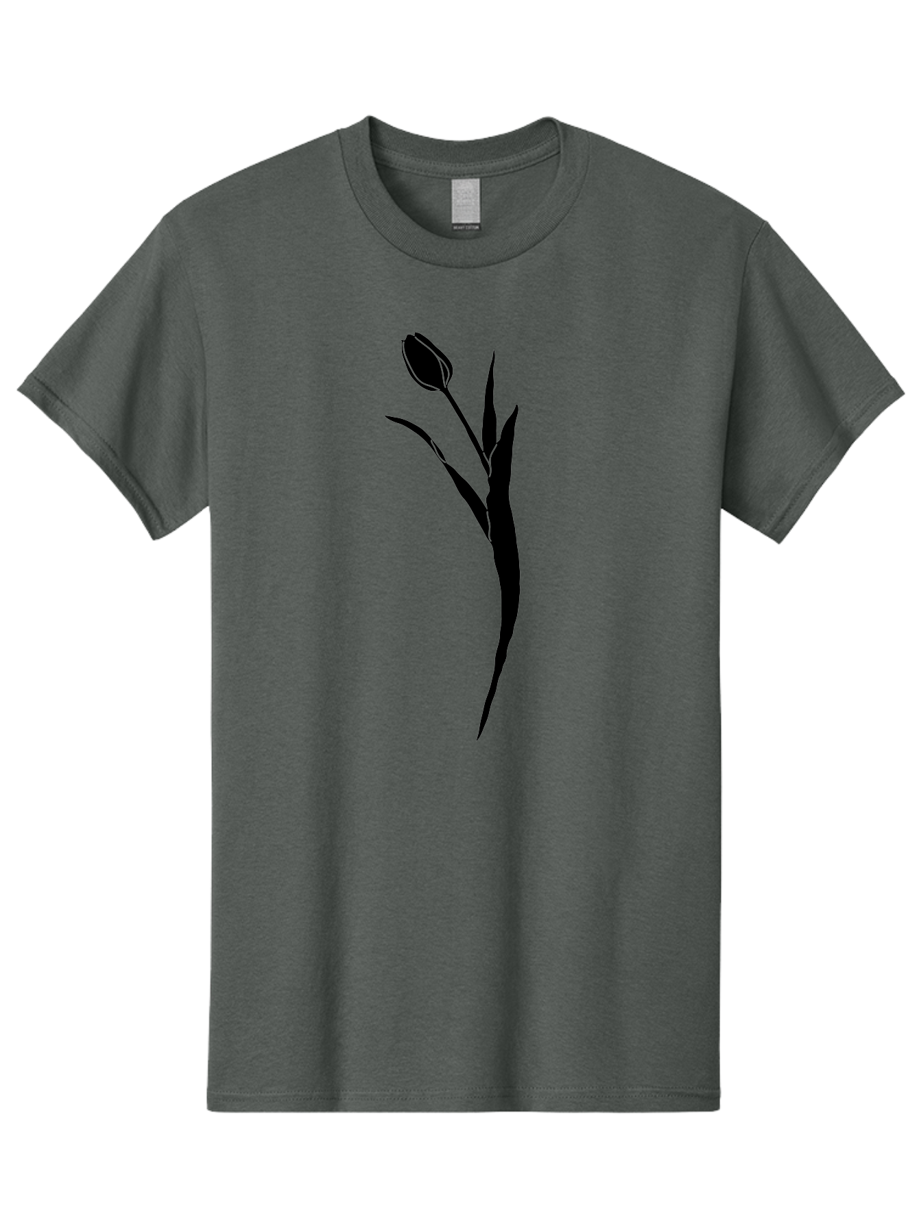 Tulip Men'S Graphic Tee, 100% Cotton, Comfortable Casual Summer Wear, Machine Washable, Tulip Silhouette, Black Flower, Minimalist Design, Simple Graphics, Floral Motif, Elegant Shape, Closed Bloom, Botanical Illustration Aac246 19