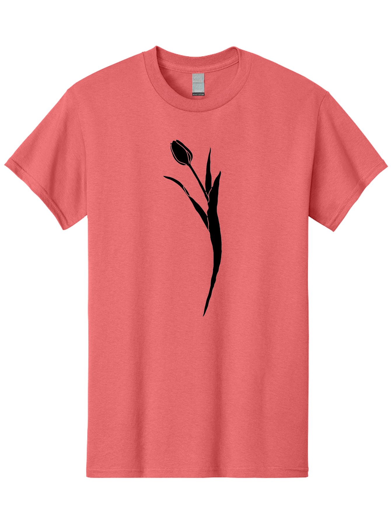 Tulip Men'S Graphic Tee, 100% Cotton, Comfortable Casual Summer Wear, Machine Washable, Tulip Silhouette, Black Flower, Minimalist Design, Simple Graphics, Floral Motif, Elegant Shape, Closed Bloom, Botanical Illustration Aac246 23