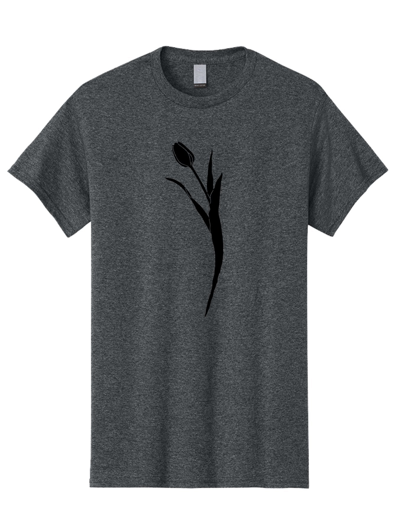 Tulip Men'S Graphic Tee, 100% Cotton, Comfortable Casual Summer Wear, Machine Washable, Tulip Silhouette, Black Flower, Minimalist Design, Simple Graphics, Floral Motif, Elegant Shape, Closed Bloom, Botanical Illustration Aac246 6