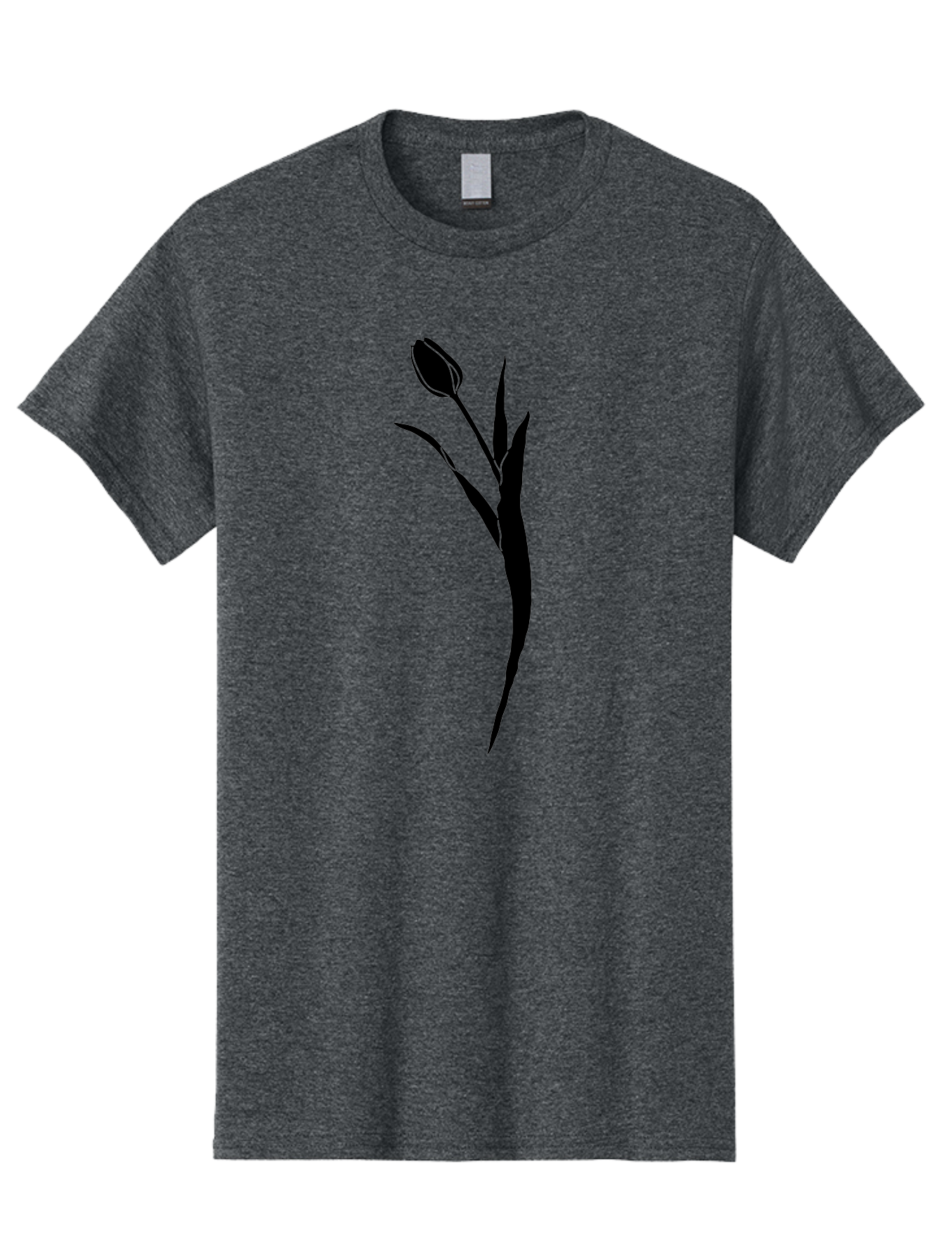 Tulip Men'S Graphic Tee, 100% Cotton, Comfortable Casual Summer Wear, Machine Washable, Tulip Silhouette, Black Flower, Minimalist Design, Simple Graphics, Floral Motif, Elegant Shape, Closed Bloom, Botanical Illustration Aac246 13