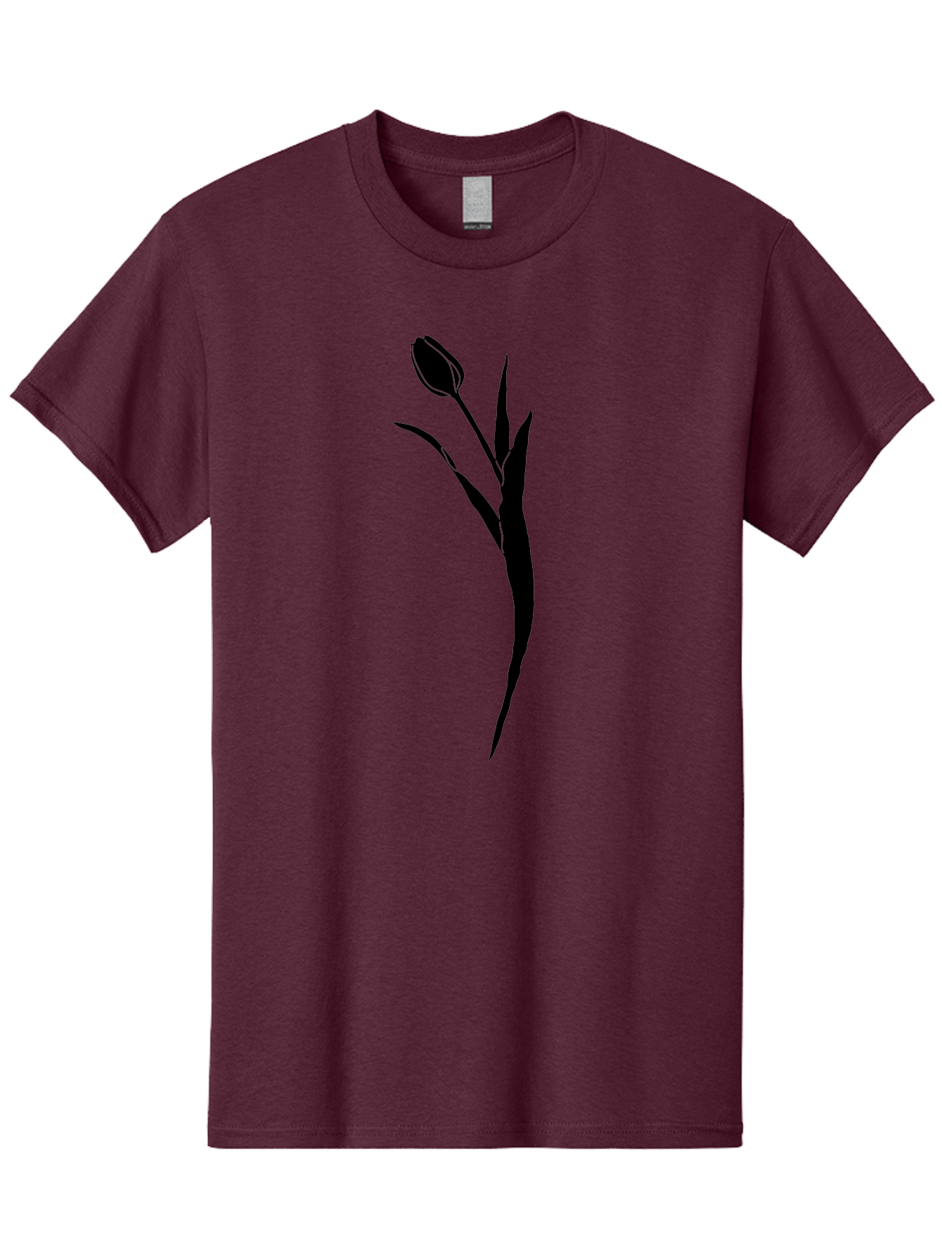 Tulip Men'S Graphic Tee, 100% Cotton, Comfortable Casual Summer Wear, Machine Washable, Tulip Silhouette, Black Flower, Minimalist Design, Simple Graphics, Floral Motif, Elegant Shape, Closed Bloom, Botanical Illustration Aac246 27