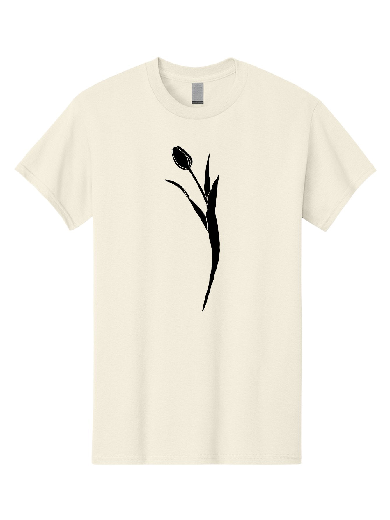 Tulip Men'S Graphic Tee, 100% Cotton, Comfortable Casual Summer Wear, Machine Washable, Tulip Silhouette, Black Flower, Minimalist Design, Simple Graphics, Floral Motif, Elegant Shape, Closed Bloom, Botanical Illustration Aac246 3