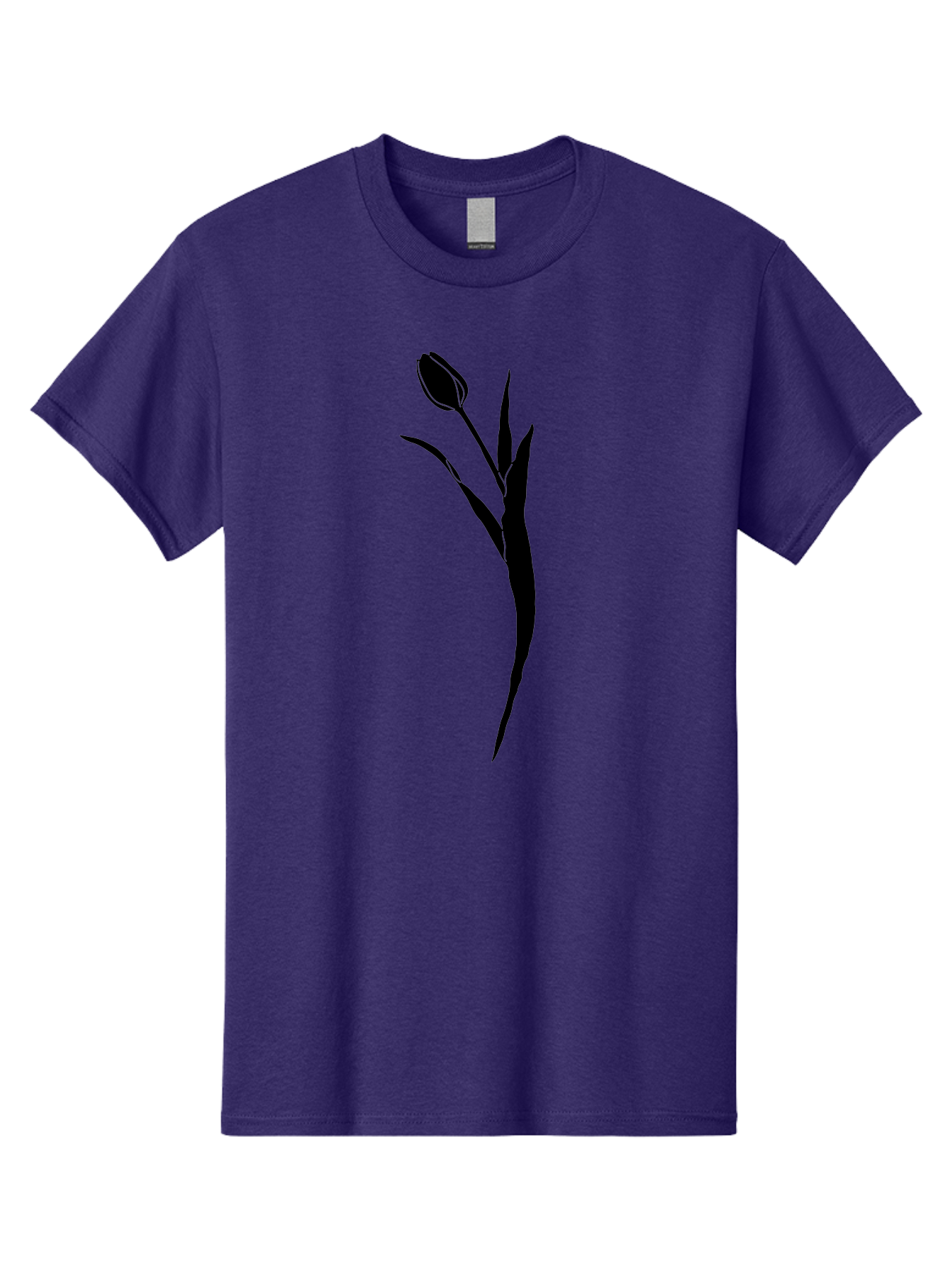 Tulip Men'S Graphic Tee, 100% Cotton, Comfortable Casual Summer Wear, Machine Washable, Tulip Silhouette, Black Flower, Minimalist Design, Simple Graphics, Floral Motif, Elegant Shape, Closed Bloom, Botanical Illustration Aac246 5