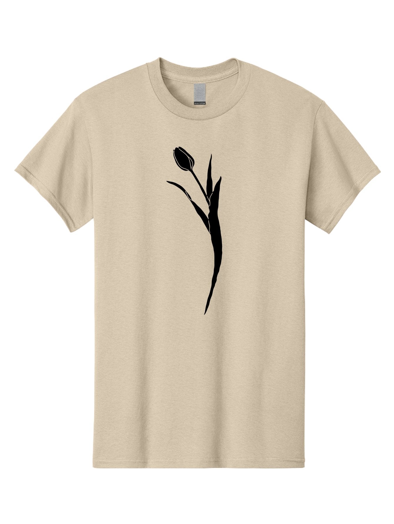 Tulip Men'S Graphic Tee, 100% Cotton, Comfortable Casual Summer Wear, Machine Washable, Tulip Silhouette, Black Flower, Minimalist Design, Simple Graphics, Floral Motif, Elegant Shape, Closed Bloom, Botanical Illustration Aac246 14