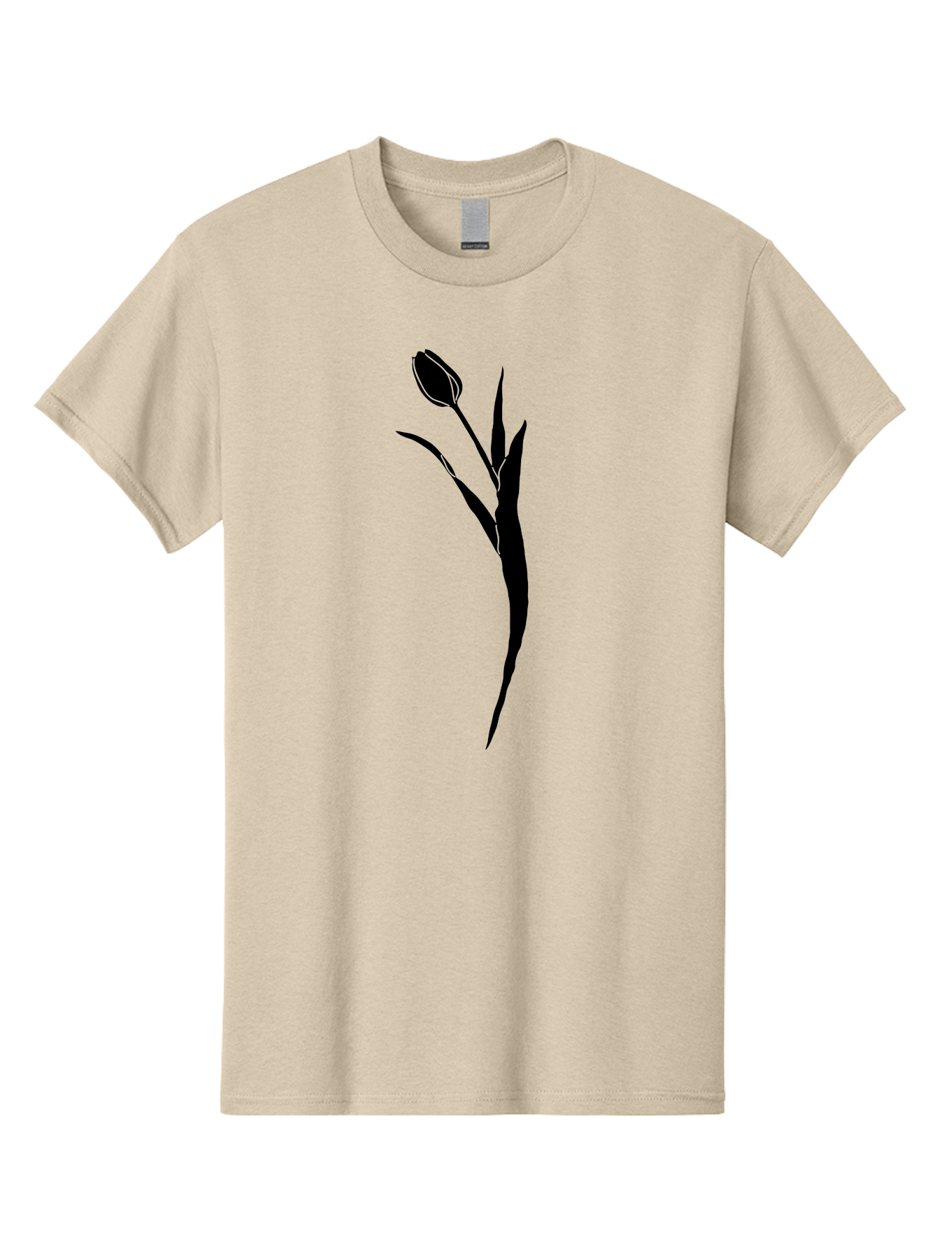 Tulip Men'S Graphic Tee, 100% Cotton, Comfortable Casual Summer Wear, Machine Washable, Tulip Silhouette, Black Flower, Minimalist Design, Simple Graphics, Floral Motif, Elegant Shape, Closed Bloom, Botanical Illustration Aac246 3