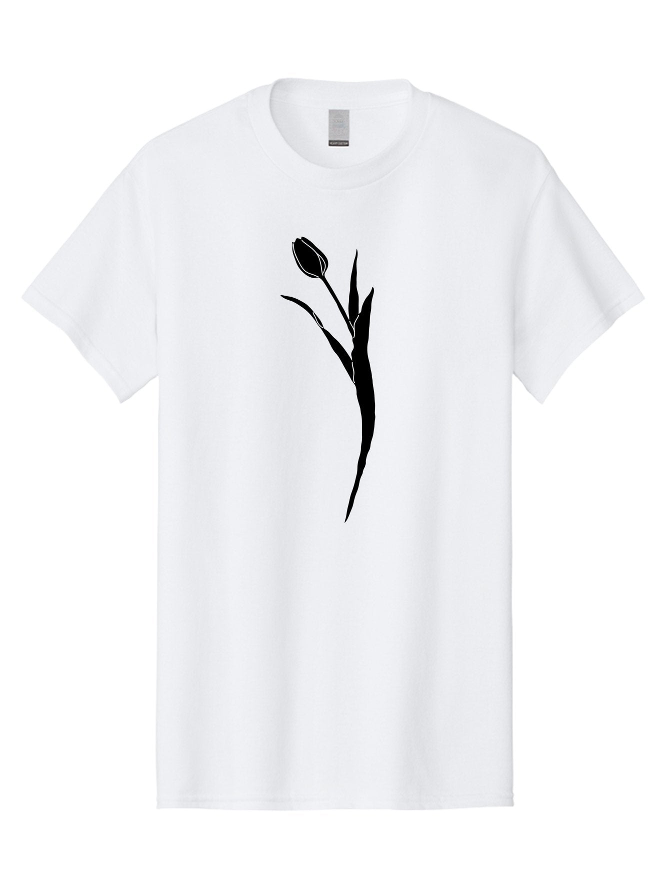 Tulip Men'S Graphic Tee, 100% Cotton, Comfortable Casual Summer Wear, Machine Washable, Tulip Silhouette, Black Flower, Minimalist Design, Simple Graphics, Floral Motif, Elegant Shape, Closed Bloom, Botanical Illustration Aac246 9