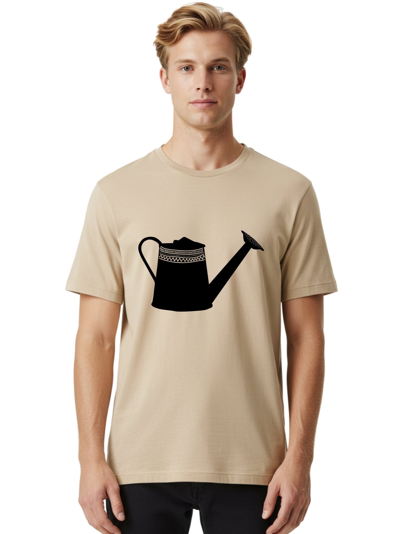 Watering-Can Men'S Graphic Tee, 100% Cotton, Comfortable Casual Summer Wear, Machine Washable, Watering Can, Gardening Tools, Nursery Equipment, Decorative Patterns, Geometric Designs, Garden Care, Plant Watering Aac248 23