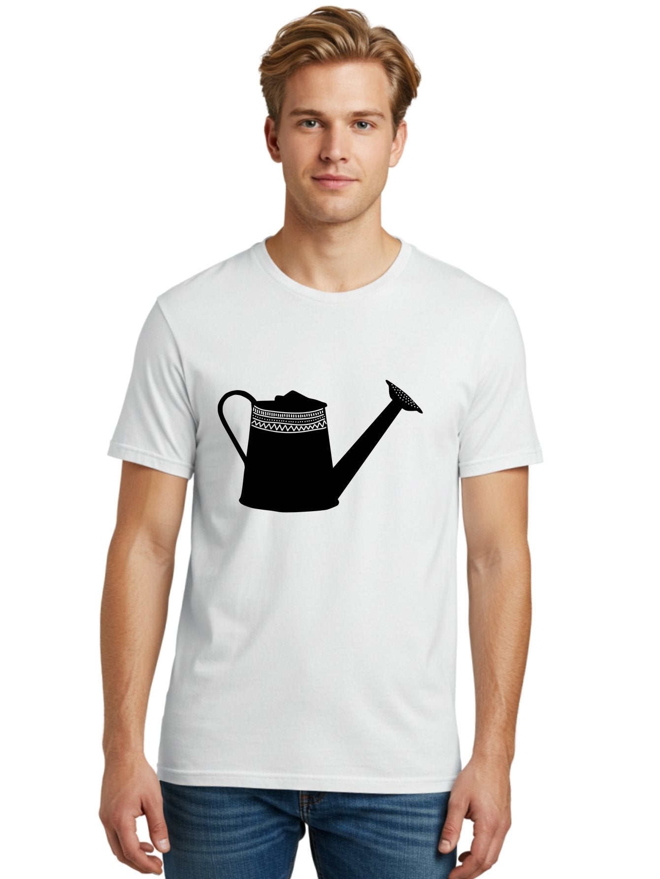 Watering-Can Men'S Graphic Tee, 100% Cotton, Comfortable Casual Summer Wear, Machine Washable, Watering Can, Gardening Tools, Nursery Equipment, Decorative Patterns, Geometric Designs, Garden Care, Plant Watering Aac248 13