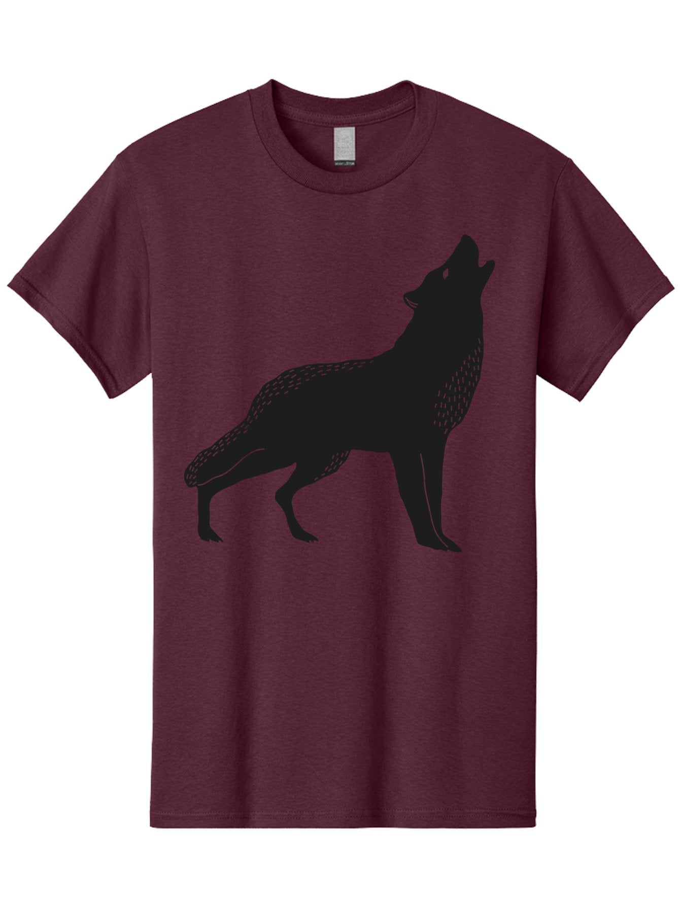 Wolf-Silhouette Men'S Graphic Tee, 100% Cotton, Comfortable Casual Summer Wear, Machine Washable, Wolf Silhouette, Howling At The Moon, Wildlife Art, Animal Graphics, Wild Animal, Abstract Design Aac249
