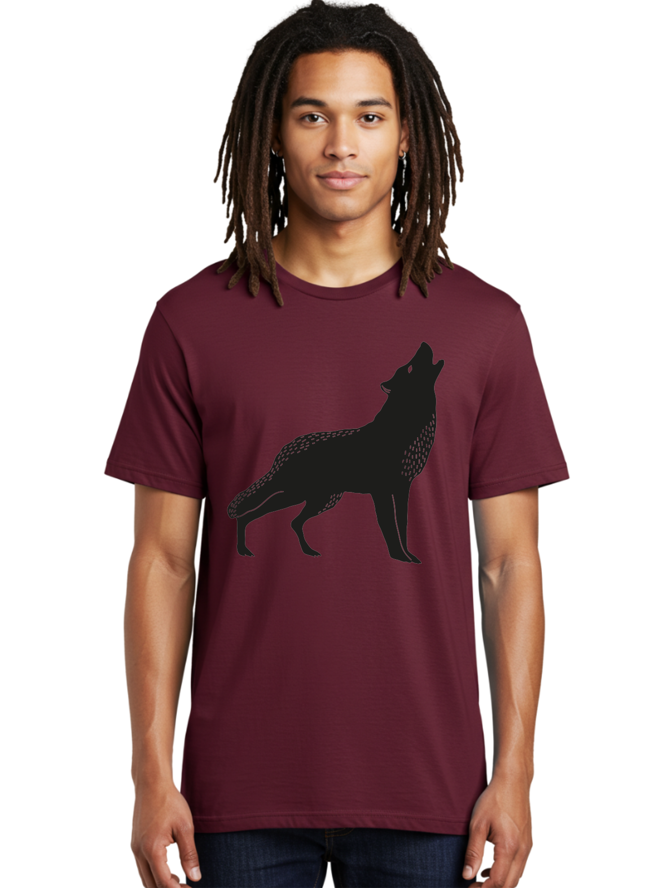 Wolf-Silhouette Men'S Graphic Tee, 100% Cotton, Comfortable Casual Summer Wear, Machine Washable, Wolf Silhouette, Howling At The Moon, Wildlife Art, Animal Graphics, Wild Animal, Abstract Design Aac249 22