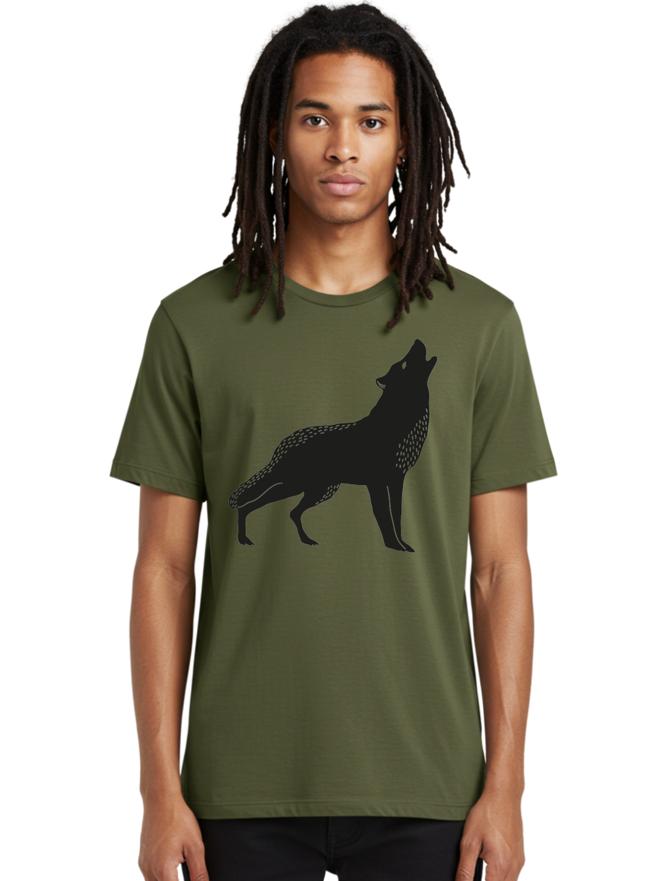 Wolf-Silhouette Men'S Graphic Tee, 100% Cotton, Comfortable Casual Summer Wear, Machine Washable, Wolf Silhouette, Howling At The Moon, Wildlife Art, Animal Graphics, Wild Animal, Abstract Design Aac249 28