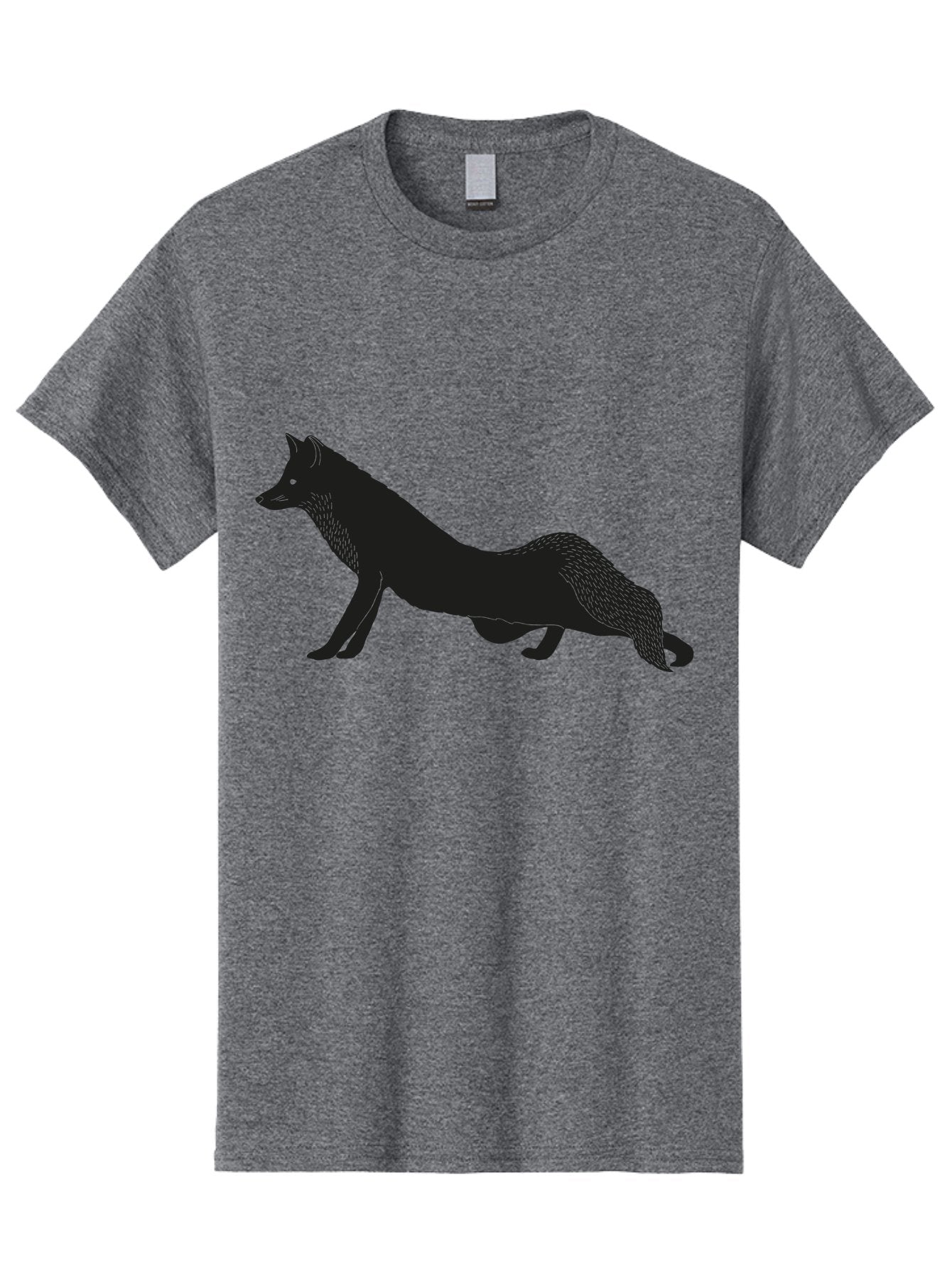 Wolf Men'S Graphic Tee, 100% Cotton, Comfortable Casual Summer Wear, Machine Washable, Black Fox Silhouette, Wild Animal, Wildlife, Nature, Furry Creature, Forest Dweller, Sharp Features, Minimalist Design Aac250