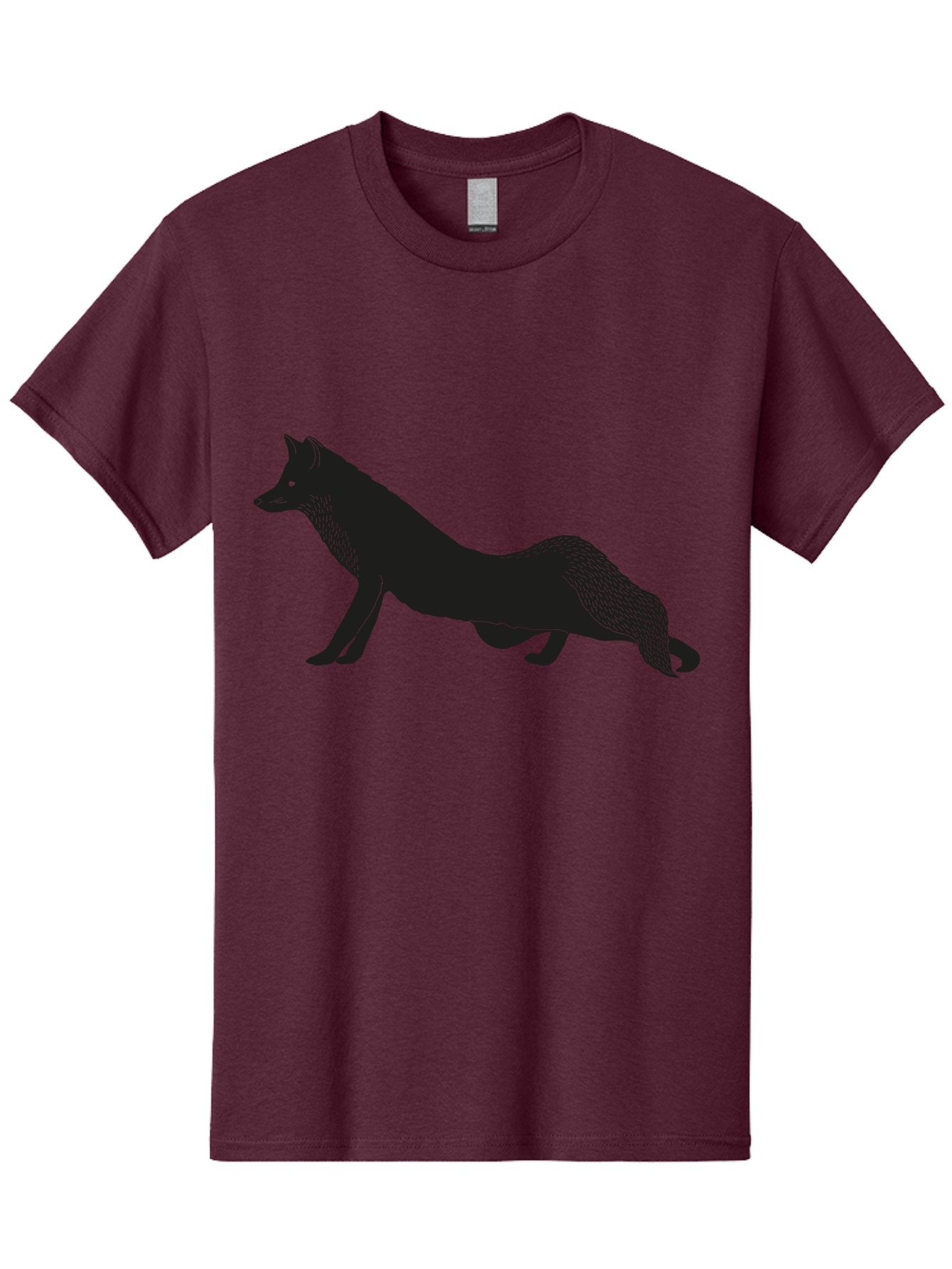 Wolf Men'S Graphic Tee, 100% Cotton, Comfortable Casual Summer Wear, Machine Washable, Black Fox Silhouette, Wild Animal, Wildlife, Nature, Furry Creature, Forest Dweller, Sharp Features, Minimalist Design Aac250 15