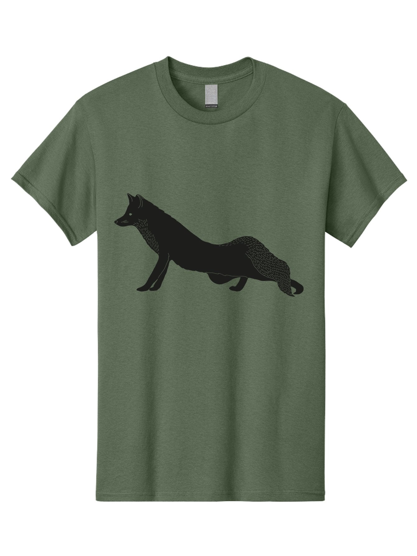 Wolf Men'S Graphic Tee, 100% Cotton, Comfortable Casual Summer Wear, Machine Washable, Black Fox Silhouette, Wild Animal, Wildlife, Nature, Furry Creature, Forest Dweller, Sharp Features, Minimalist Design Aac250 3