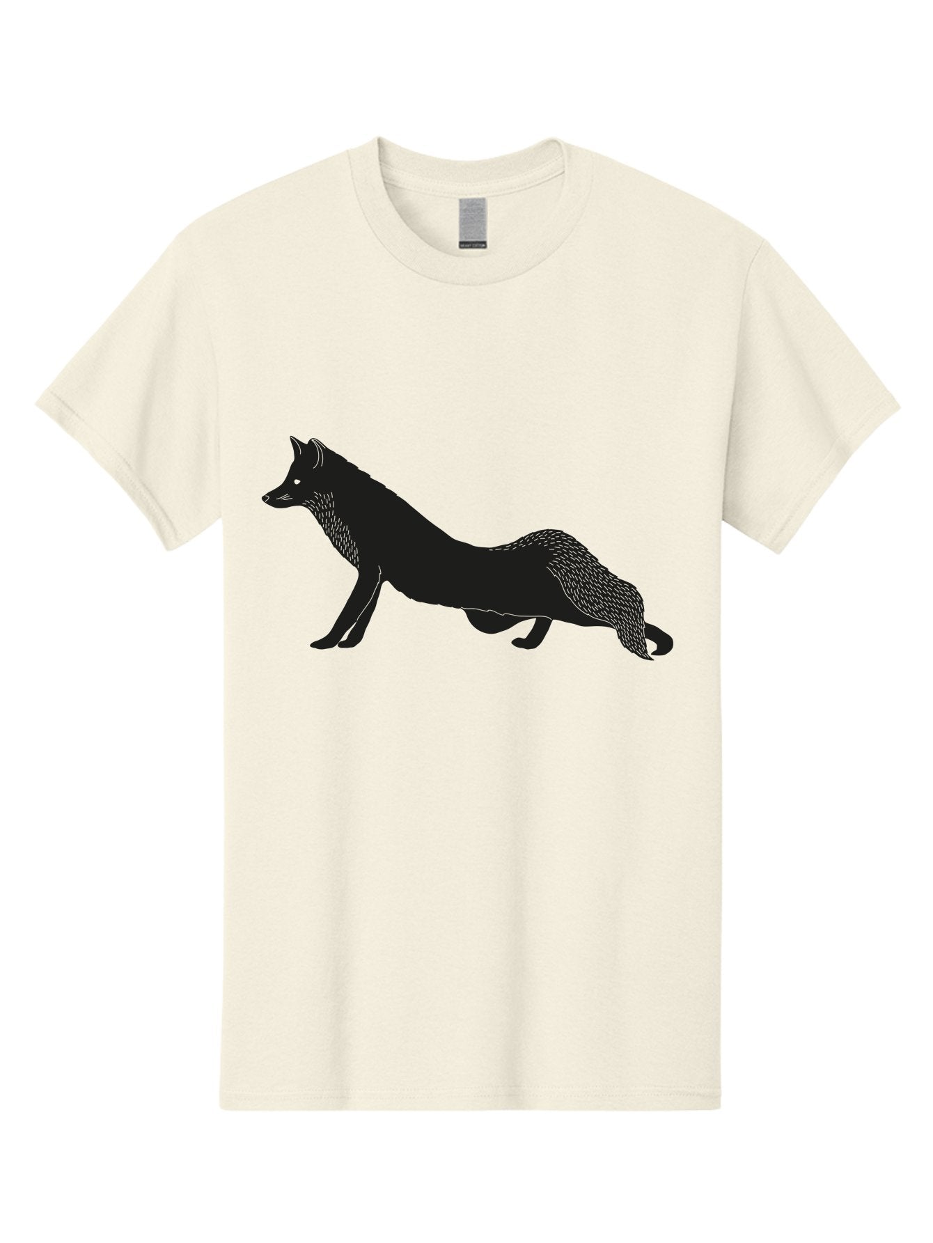 Wolf Men'S Graphic Tee, 100% Cotton, Comfortable Casual Summer Wear, Machine Washable, Black Fox Silhouette, Wild Animal, Wildlife, Nature, Furry Creature, Forest Dweller, Sharp Features, Minimalist Design Aac250 5