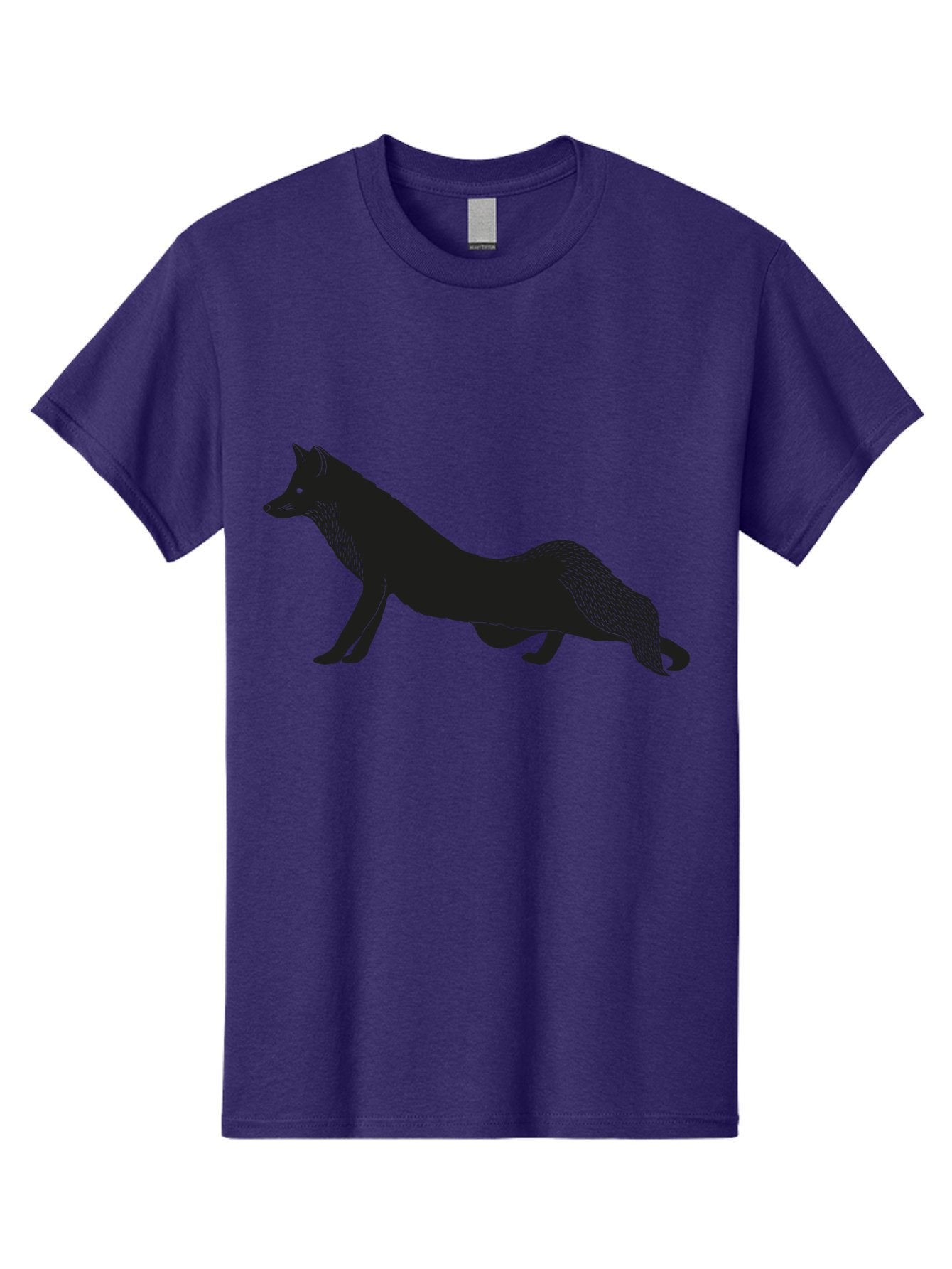 Wolf Men'S Graphic Tee, 100% Cotton, Comfortable Casual Summer Wear, Machine Washable, Black Fox Silhouette, Wild Animal, Wildlife, Nature, Furry Creature, Forest Dweller, Sharp Features, Minimalist Design Aac250 6