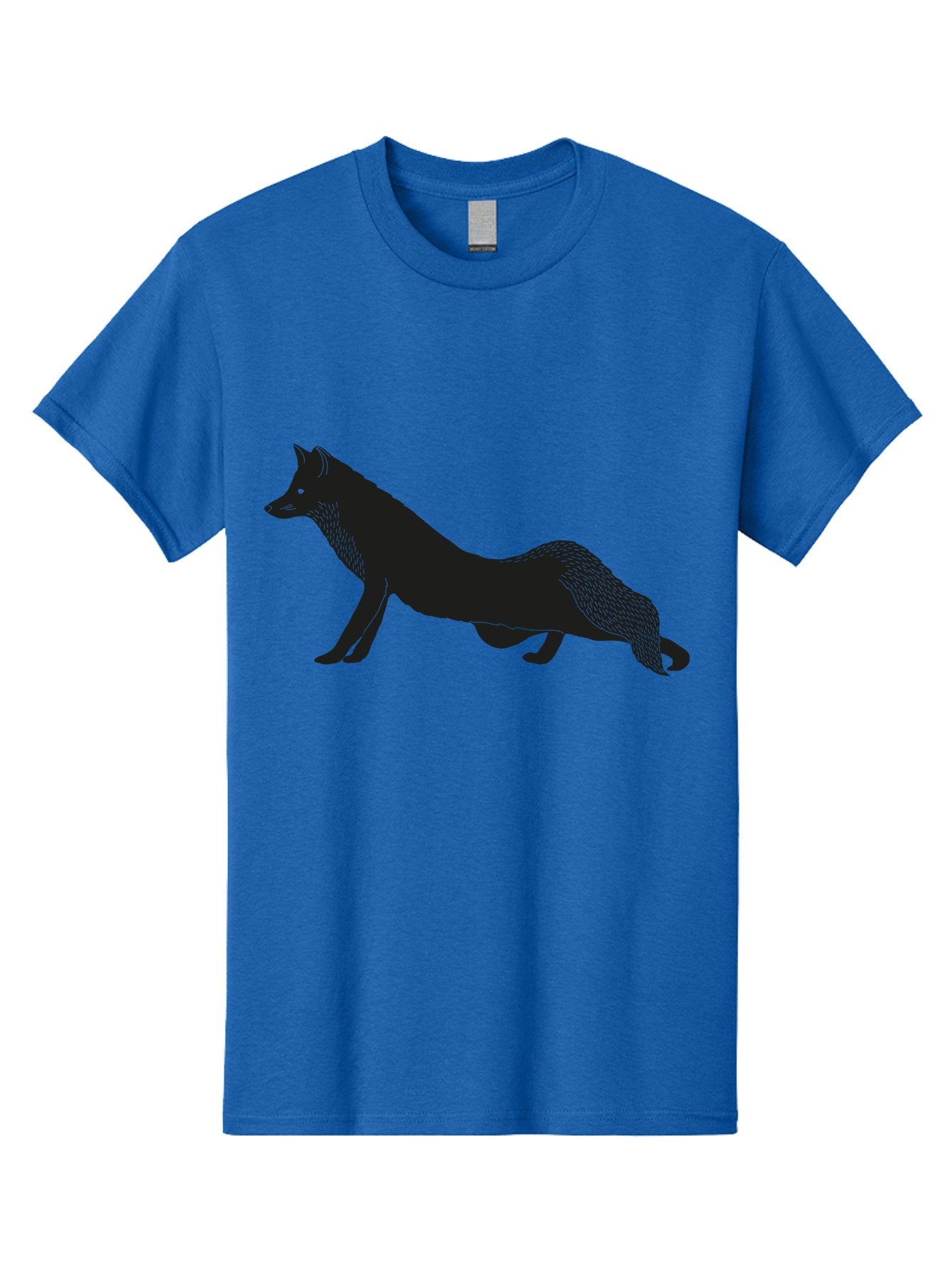 Wolf Men'S Graphic Tee, 100% Cotton, Comfortable Casual Summer Wear, Machine Washable, Black Fox Silhouette, Wild Animal, Wildlife, Nature, Furry Creature, Forest Dweller, Sharp Features, Minimalist Design Aac250 4