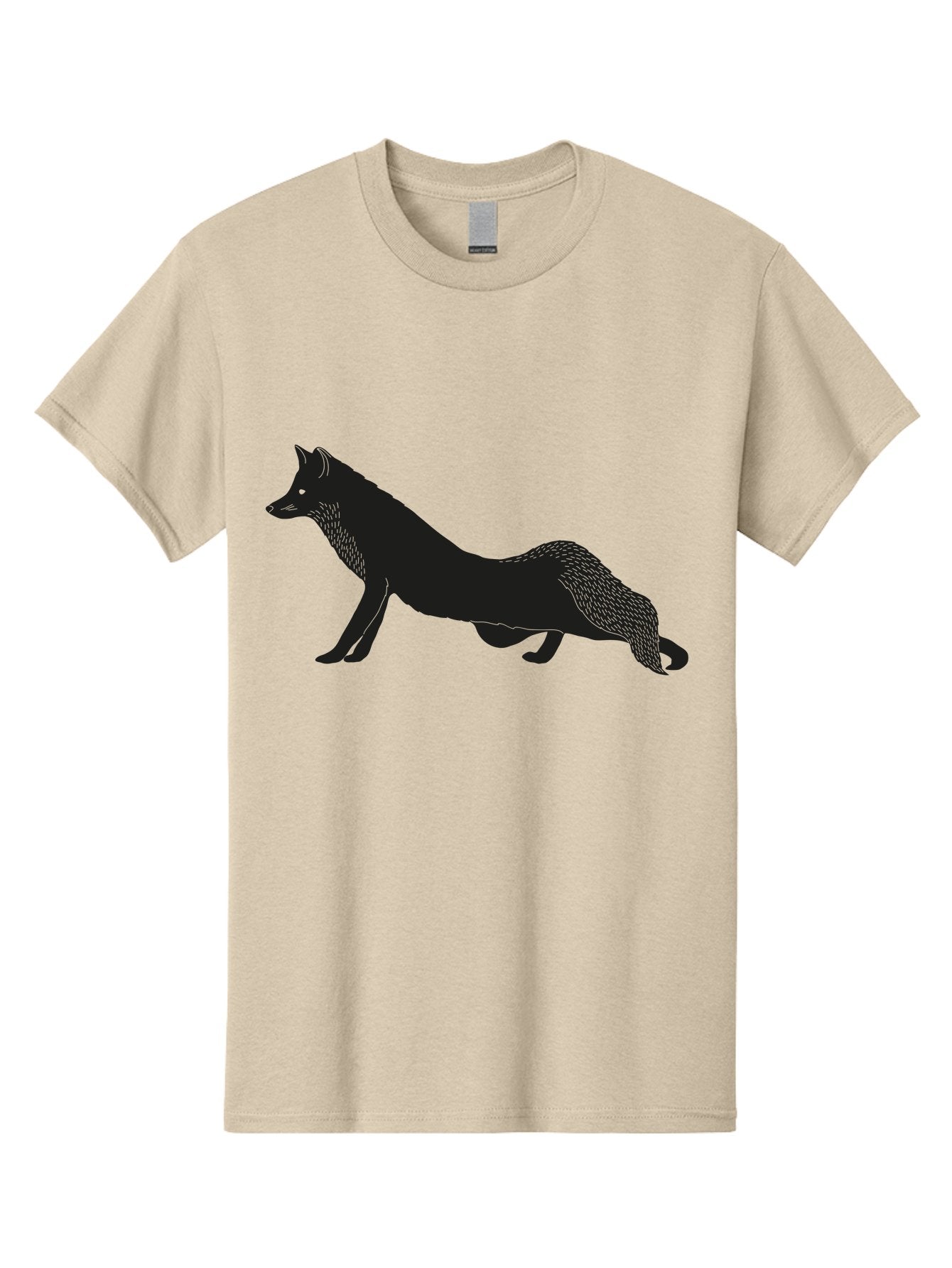 Wolf Men'S Graphic Tee, 100% Cotton, Comfortable Casual Summer Wear, Machine Washable, Black Fox Silhouette, Wild Animal, Wildlife, Nature, Furry Creature, Forest Dweller, Sharp Features, Minimalist Design Aac250 13