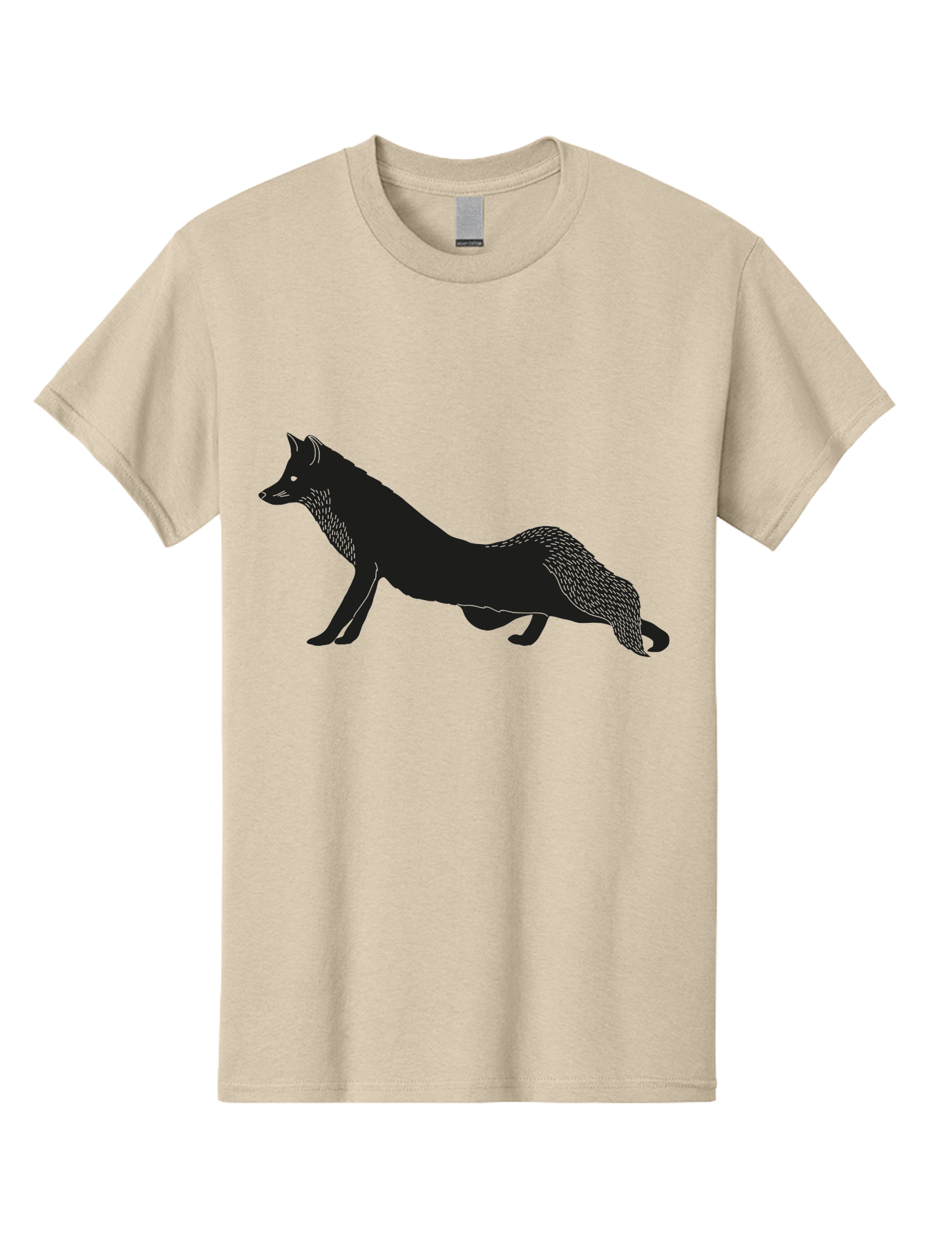 Wolf Men'S Graphic Tee, 100% Cotton, Comfortable Casual Summer Wear, Machine Washable, Black Fox Silhouette, Wild Animal, Wildlife, Nature, Furry Creature, Forest Dweller, Sharp Features, Minimalist Design Aac250 29